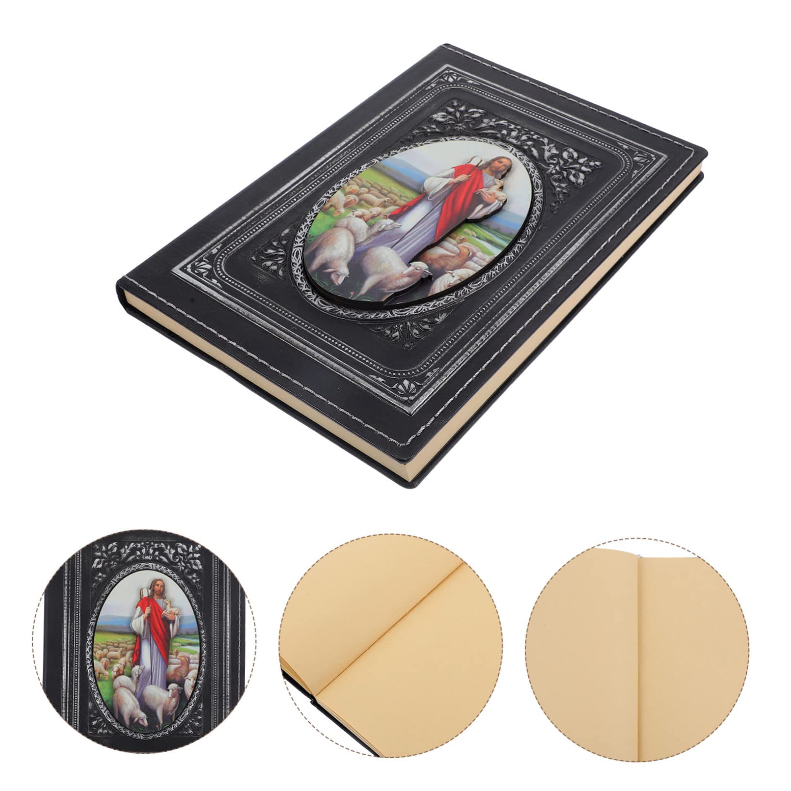 Lurrose 2 Pièces cahier biblique le journal biblique de jésus blocs-notes journal chrétien workbook travelers notebook bloc-notes couverture en cuir cahier de Jésus Papier Silver