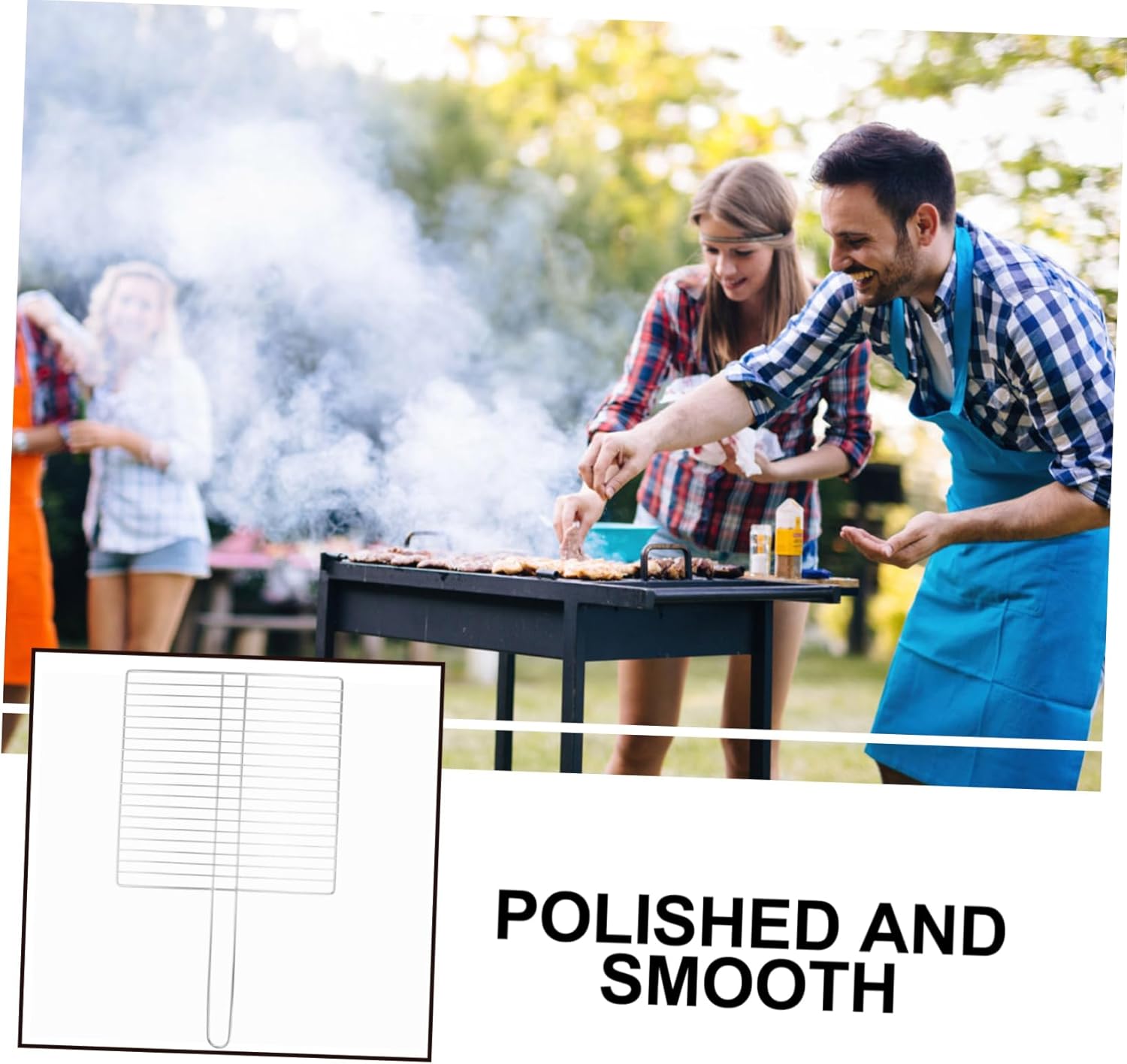 Heavy-duty Fish Grilling Rack Ergonomic Handle for Bbq Metal Mesh Grill Net for Vegetables Meat and Fish for Outdoor Cooking and Camping