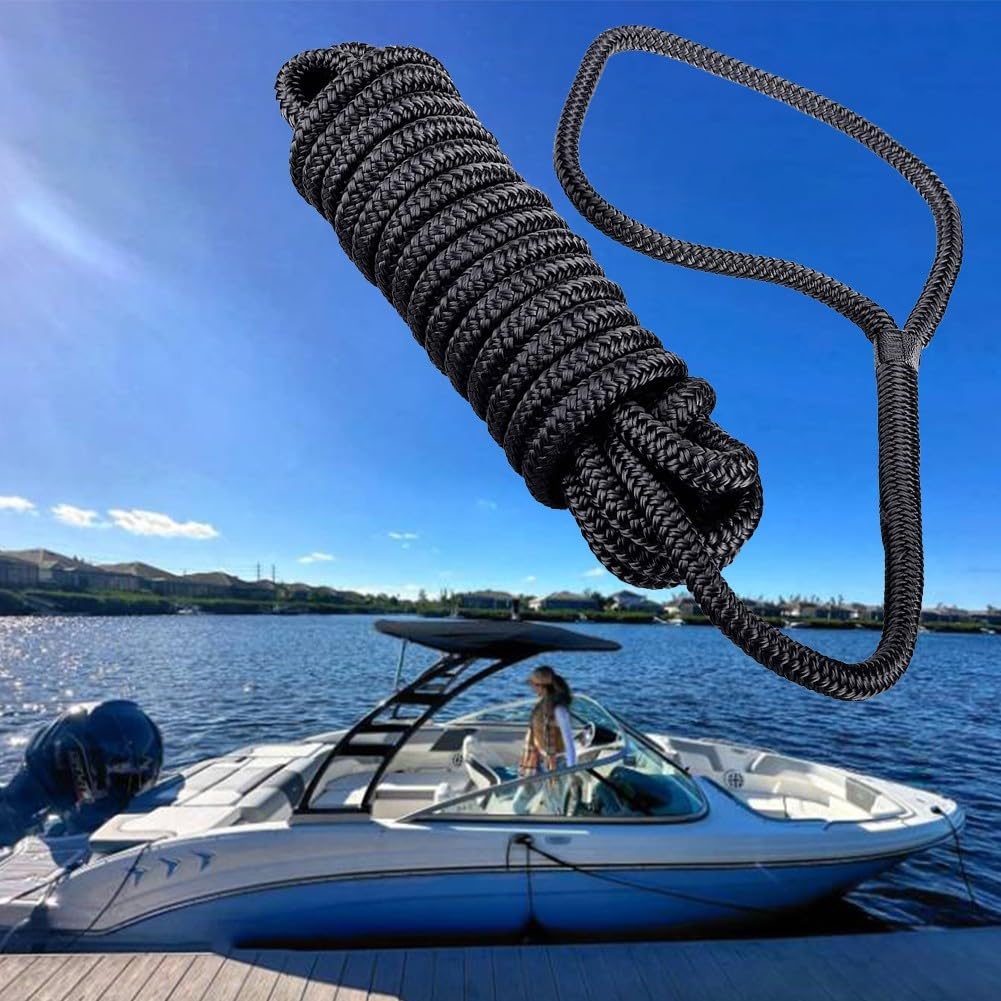 Starke Bootsanleinen Festmacher Seil für doppelt geflochtenes Nylon für Kotflügel und Ankerleine Takelage mit professionellen geschlagenen Augen und hitzeversiegelten Enden (1,6 cm)