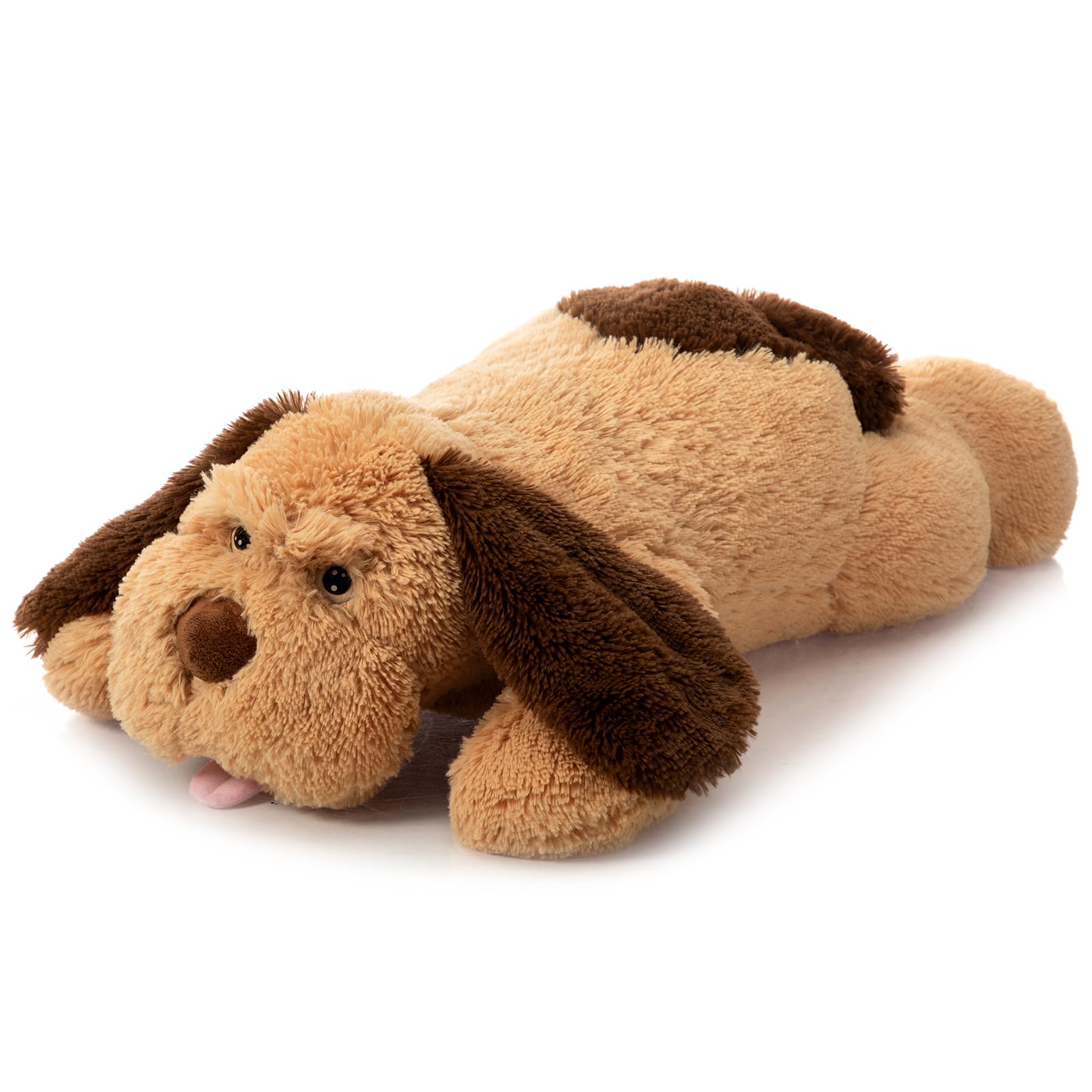 Giant Dog Puppy Knuffeldieren Pluche Speelgoed, 44 Inch/110 Cm Grote Gevulde Hond Knuffelkussen Zacht Slapen Pluche Lichaamskussen Verjaardag Bruin