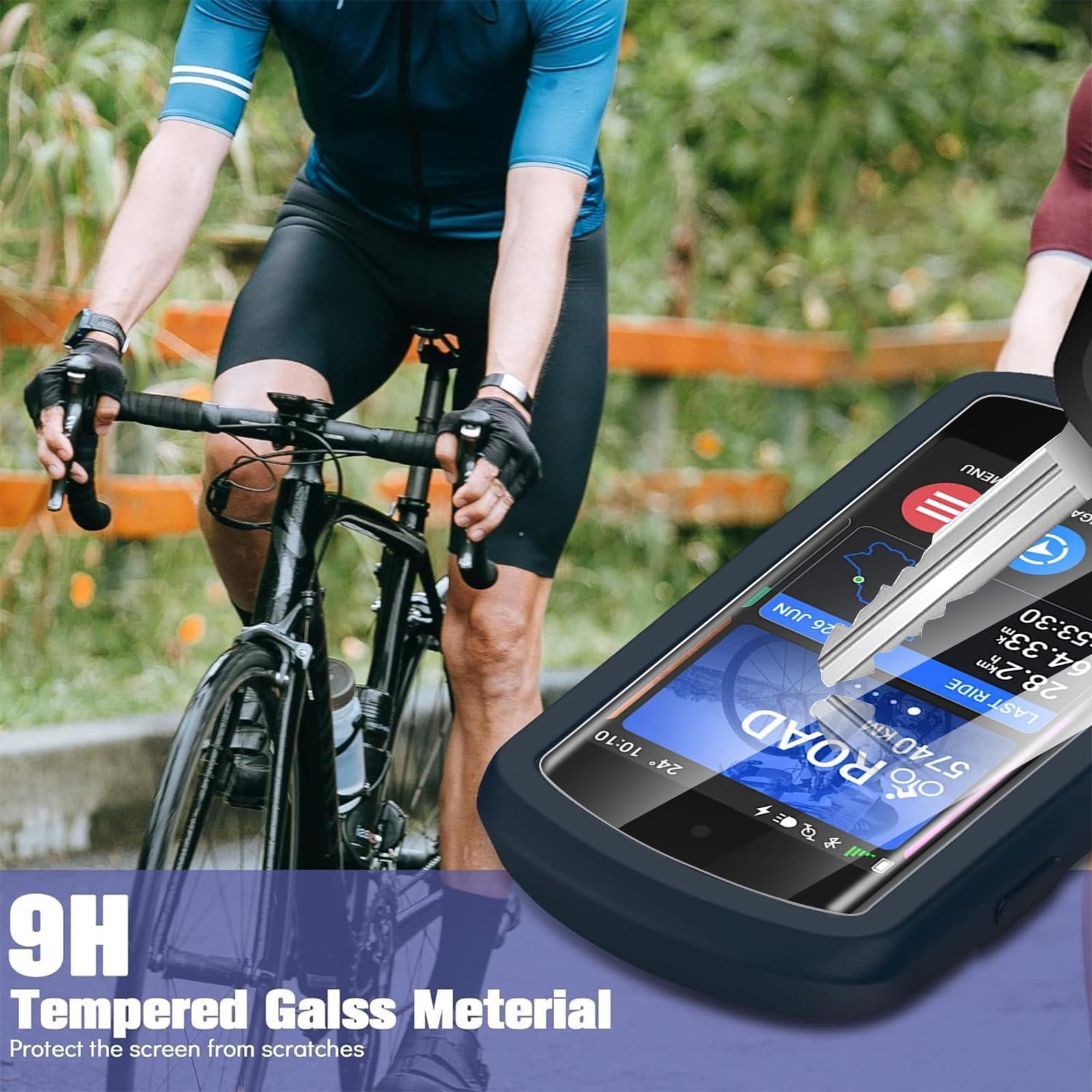 Custodia per Garmin Edge 1050 + 2 Fogli di Protezione, Custodia in Silicone Morbido Antishock per GPS Bici Ciclismo Touring, Protezione Completa Della Cassa per Garmin Edge 1050, Nero