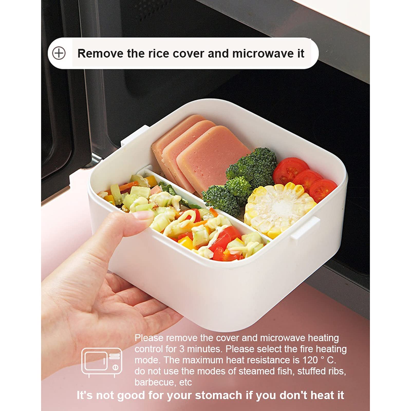 Brotdose, Bento-Boxen, einfache Lunchboxen, mikrowellengeeignet, separate tragbare Tischboxen(Green,500ml 800ml)
