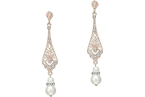 1920s Vintage Wedding Pearl Dangle Drop Earrings: Timeless Art Deco Gatsby Charm