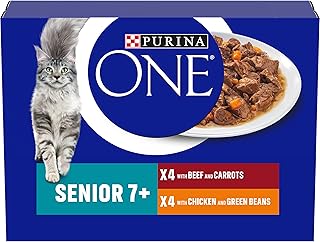 Purina ONE Senior 7+ Cat Food Chicken and Beef, 8 x 85g, Transparent product image