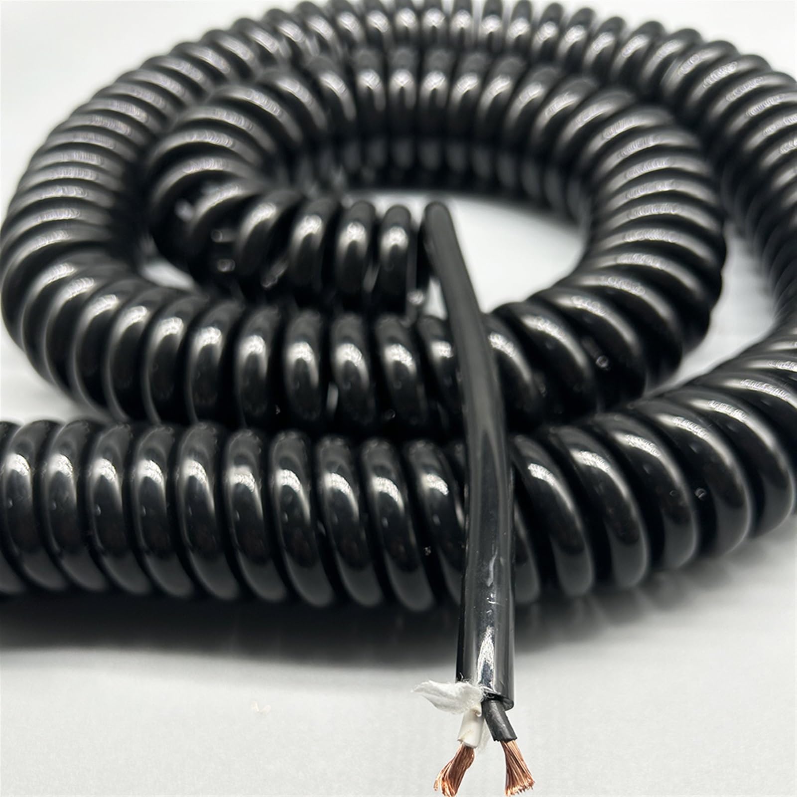 Hélice elástica, Cable de Alambre súper Suave 2 núcleos, Cable alimentación telescópico elástico Cuadrado,5mm, Bobina retráctil en Espiral Resorte(Stretch 4 Meter)