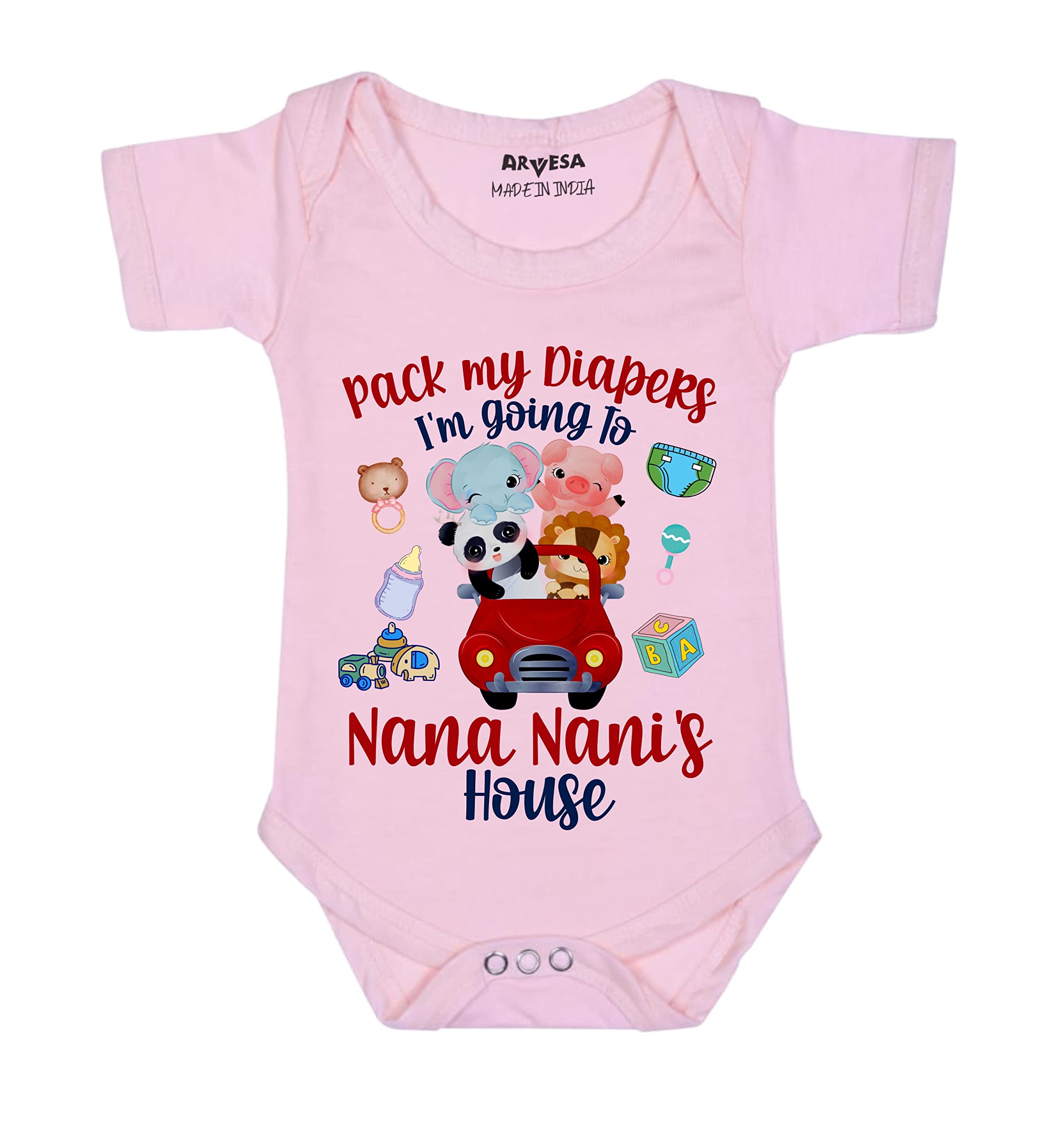 ARVESA I Am Going To Nana Nani House Romper R-1236, Adorable present for Nani Nani Baby Clothes