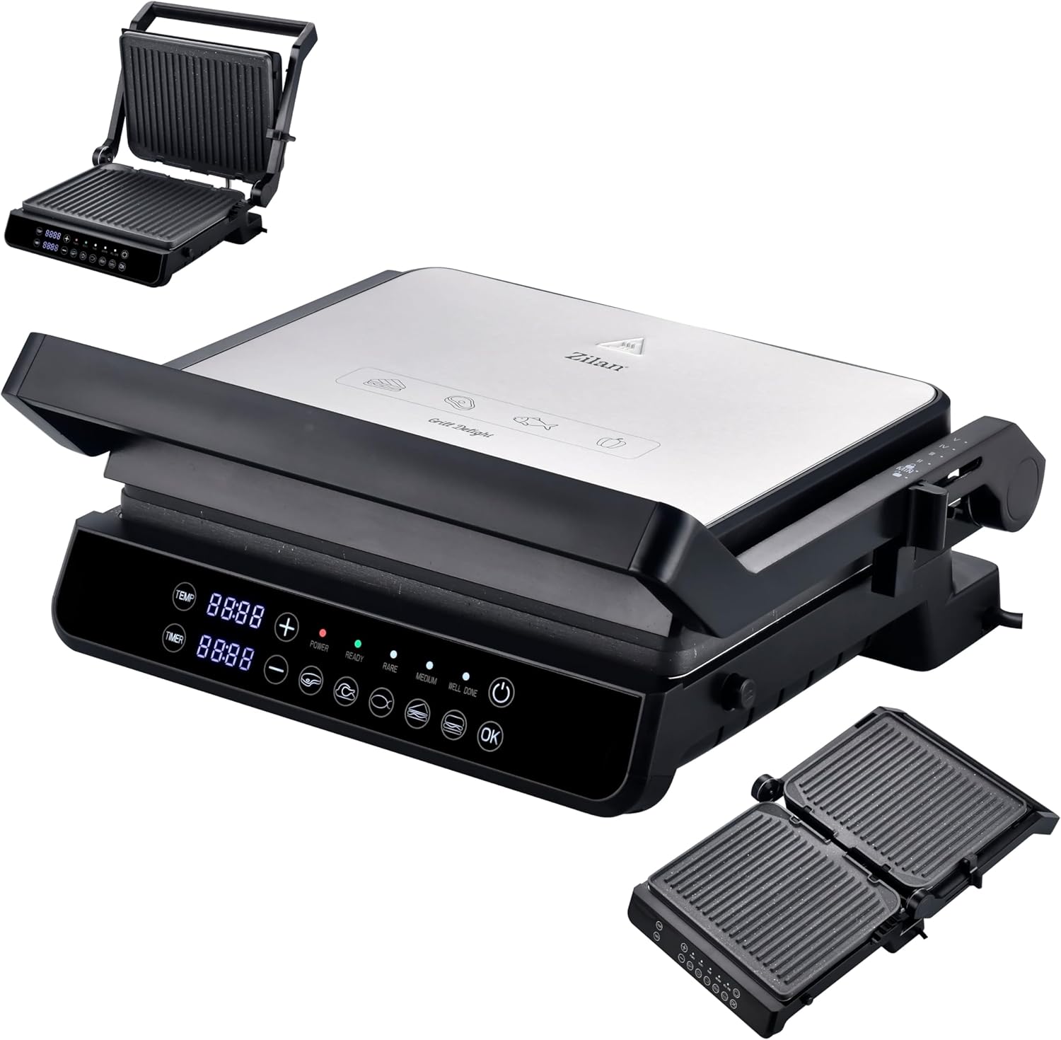 Zilan Zilan Digitaler Kontaktgrill 2000W mit Touchscreen