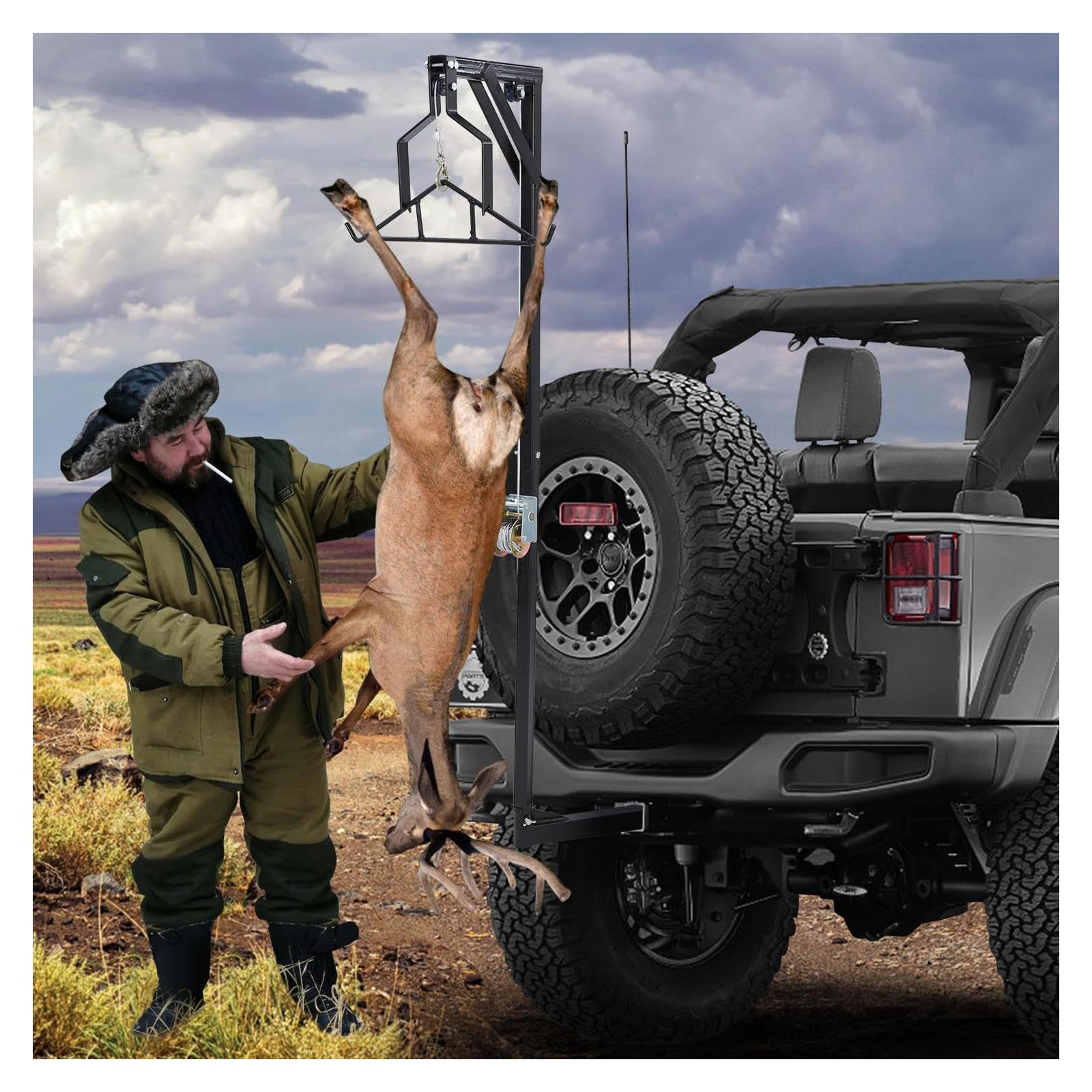 Snapklik.com : Adjustable Height Deer Hoist For Truck Hitch, 400 LBS ...