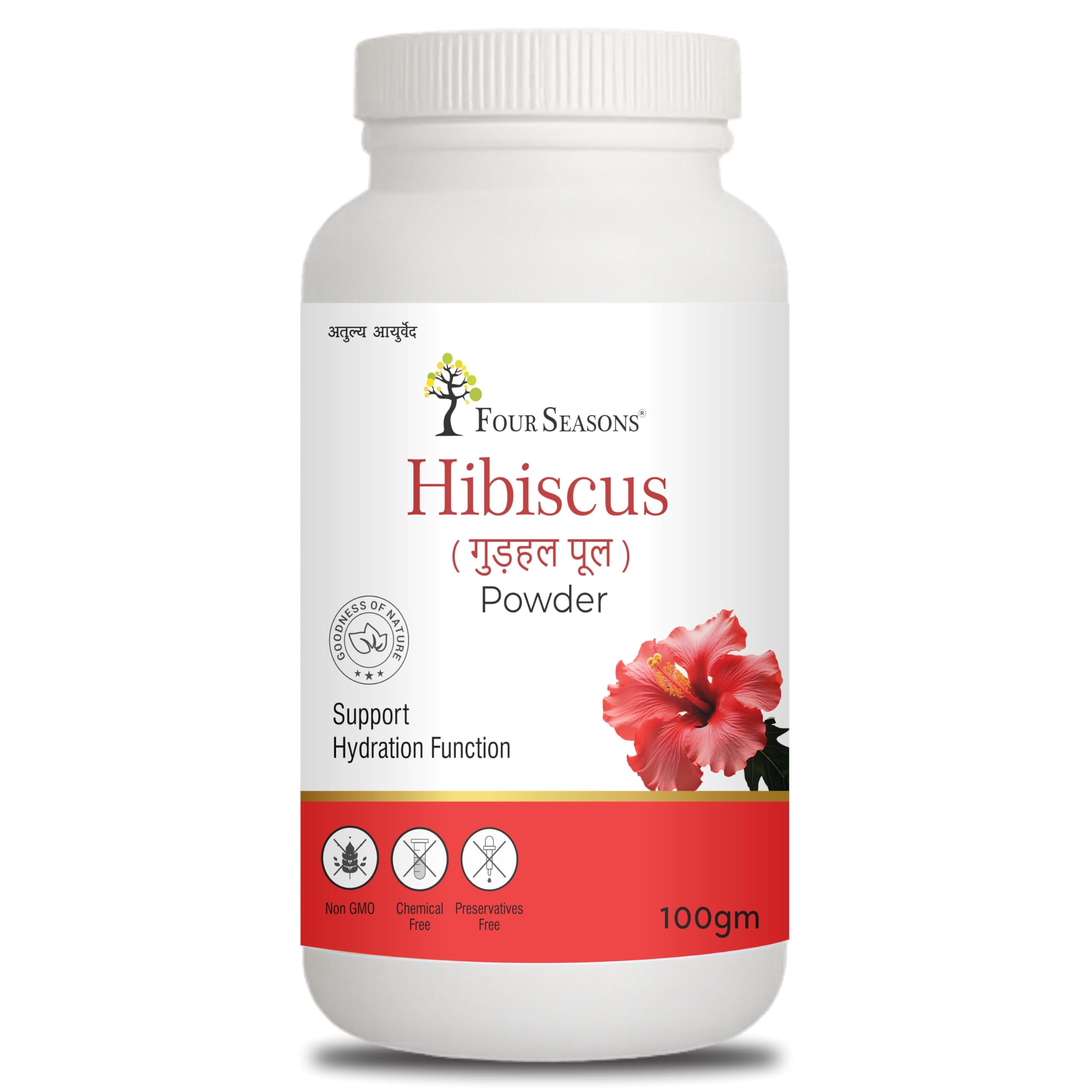 Four Seasons Hibiscus Powder | For Hair, Scalp, Face, Skin Care | Eating, Tea & DIY Beauty | Gudhal Ka Phool | 100 Gm Each_Pack of 1-image-9