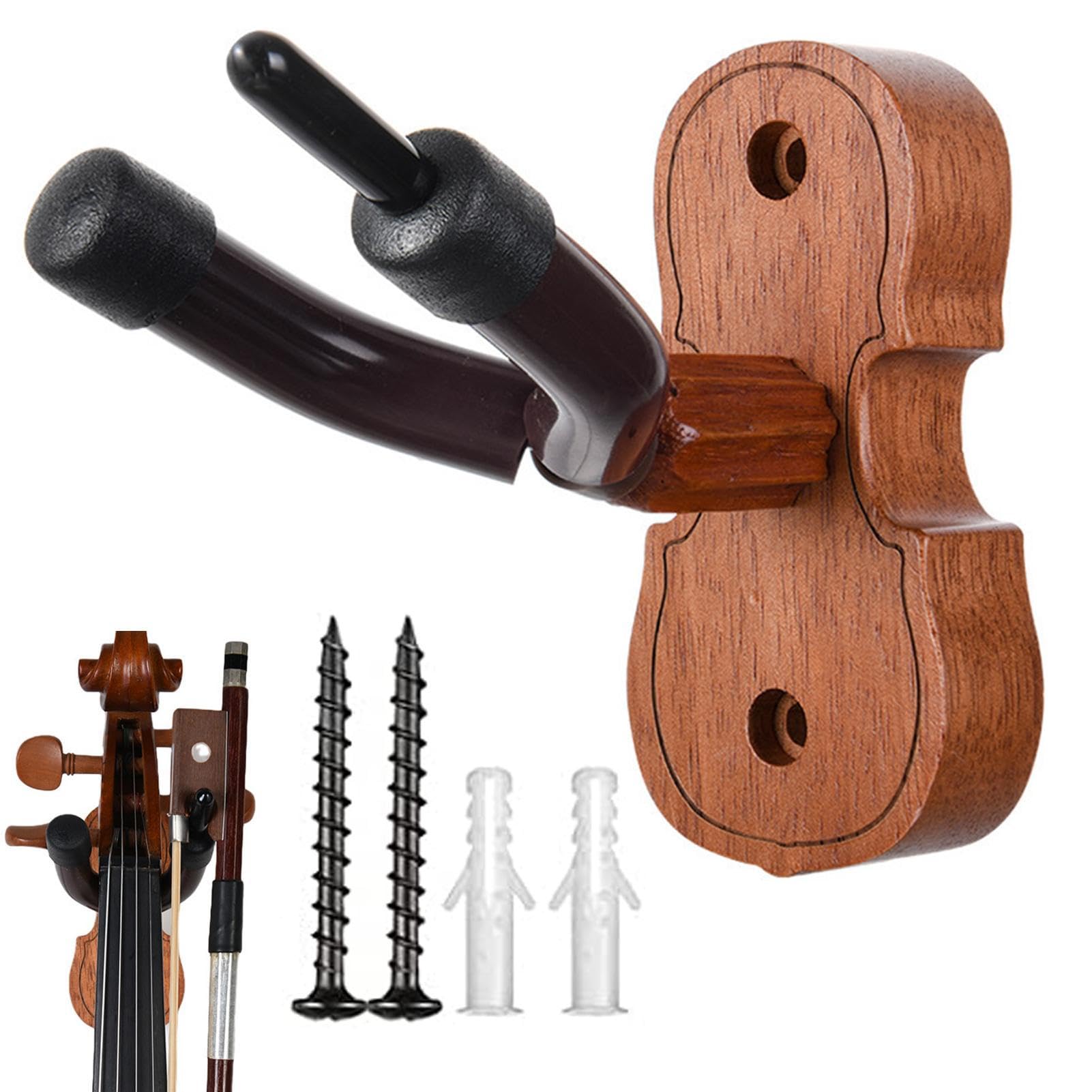 Cute Mahogany Wall Guitar Hanger Mounts for Wall - Guitar Hangers for Wall, Strong Load-Bearing Guitar Mounts for Walls, Fits Cello, Viola, Ukulele, Violin, and Various Stringed Instruments