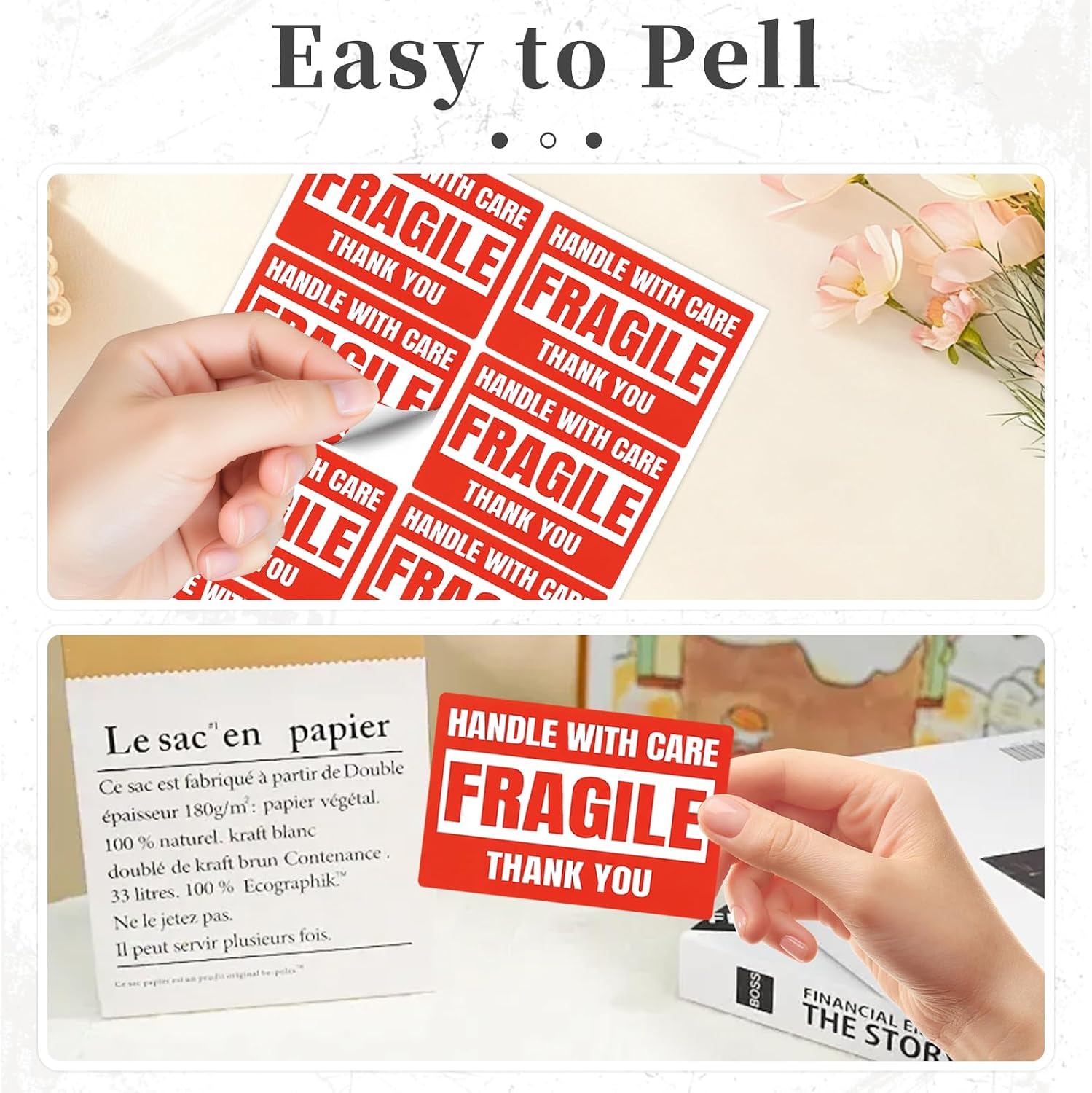 Vololitx 2 x 3 Inch 600 Pcs Fragile Stickers for Shipping and Moving
