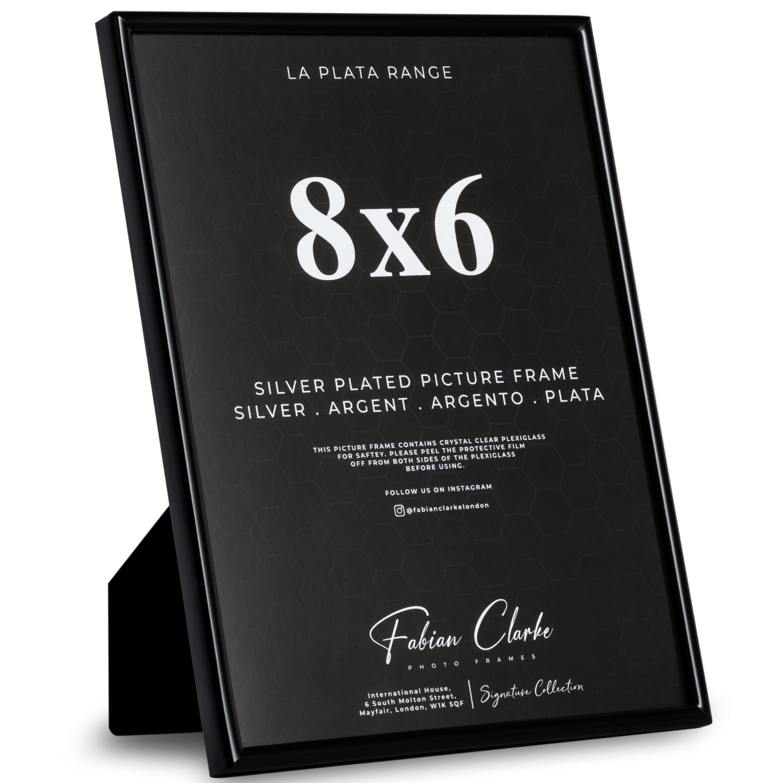 Black Photo Frame Picture Frame Plain Metal Gloss Black Finish and Tarnish Protected for Wedding Picture or Family Photos (8x6)