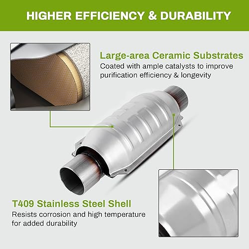 Miniatura 15 de Convertidor catalítico universal de entrada y salida de 2 pulgadas/2.25 pulgadas/2.5 pulgadas/3 pulgadas, convertidor de encaje directo, acero