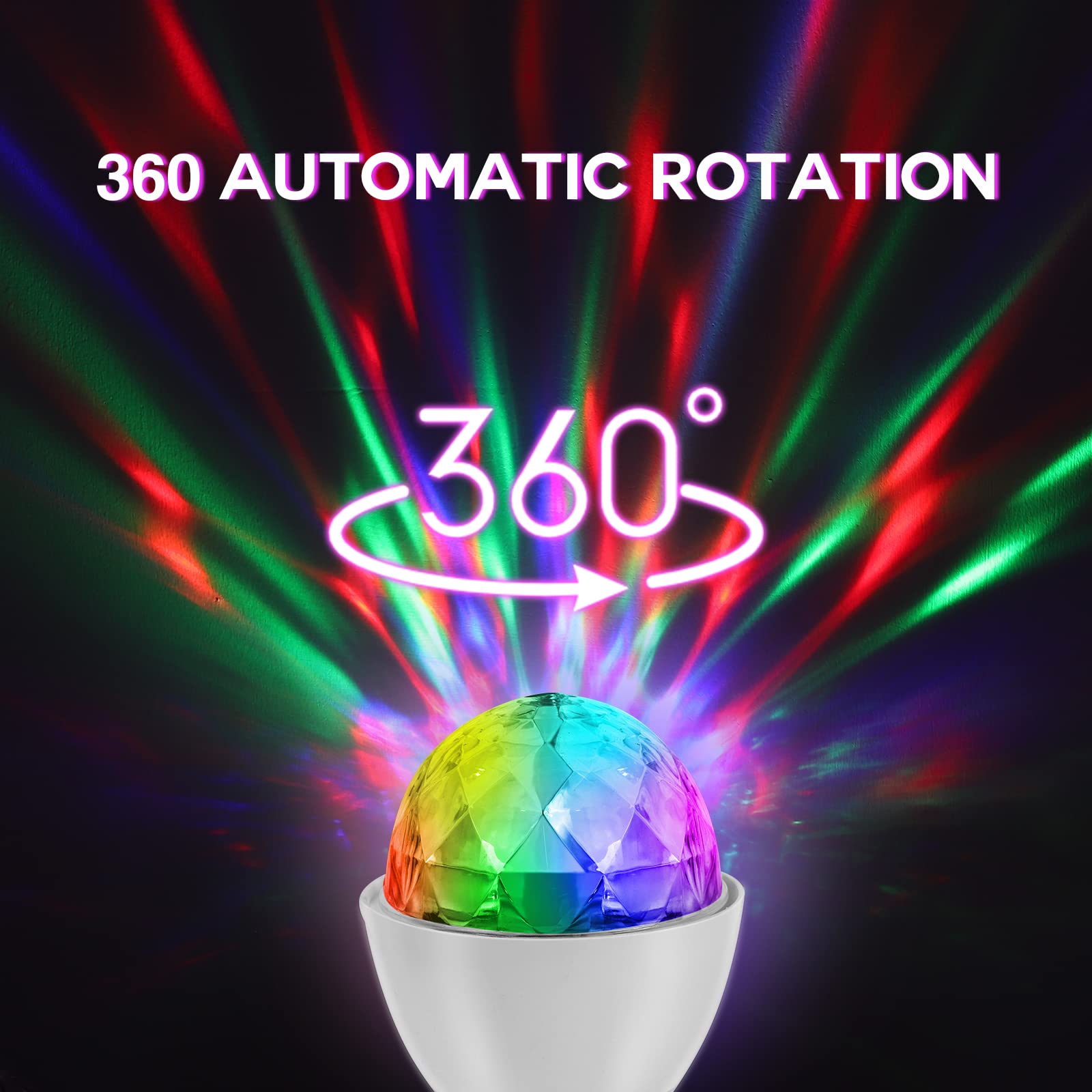 LED Party Light, E27 3W LED RGB Disco Ball Disco Light, 360 ° de Rotación Automática de Iluminación de Discoteca para la Fiesta de Cumpleaños de la Boda de Navidad de Halloween