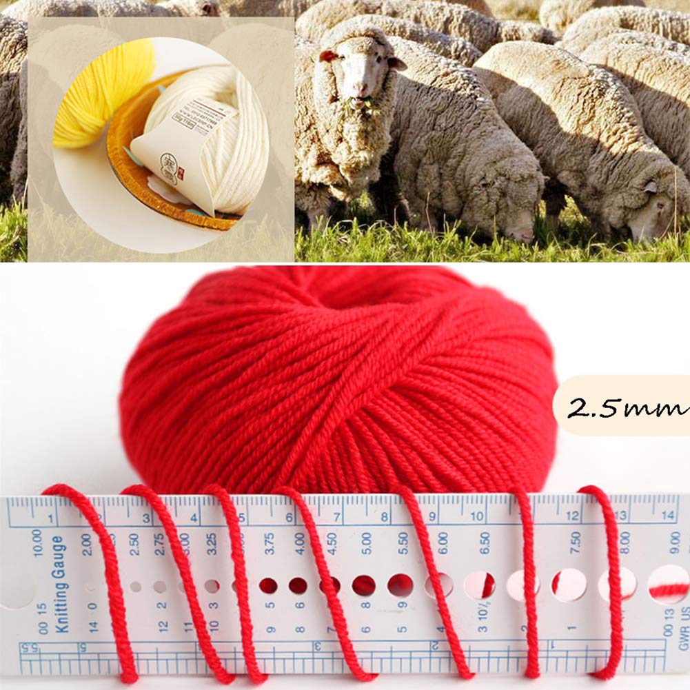 300G Merino Wolle Bälle für Häkeln und Stricken, weiche warme und Antipilling, 2.5mm Medium Thick Wollfaden, 23 Farben,09