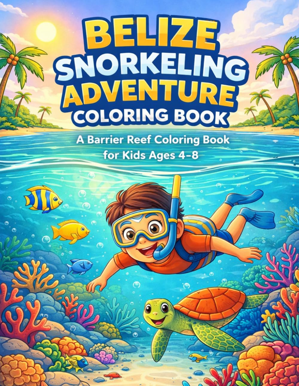 Belize Snorkeling Adventure Coloring Book: A Barrier Reef Coloring Book for Kids Ages 4–8 (Ocean Animals, Coral Reef & Sea Life)