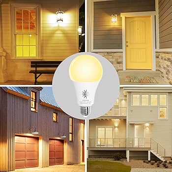 Gonhom 4 Pack Dusk to Dawn Light Bulbs Outdoor, 2700K Warm