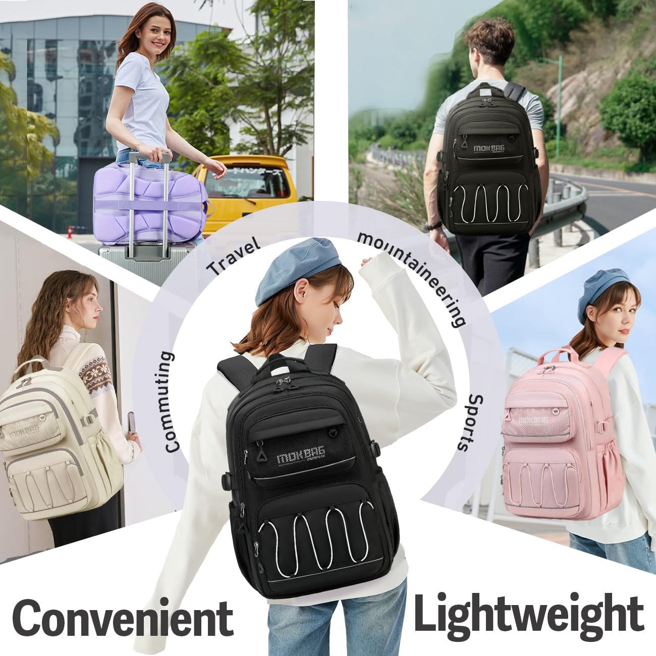 Cusangel Teen Girls Backpack for School,18in Black Travel Big Student Laptop Backpack For College,Large Capacity Bookbag Waterproof Daypack