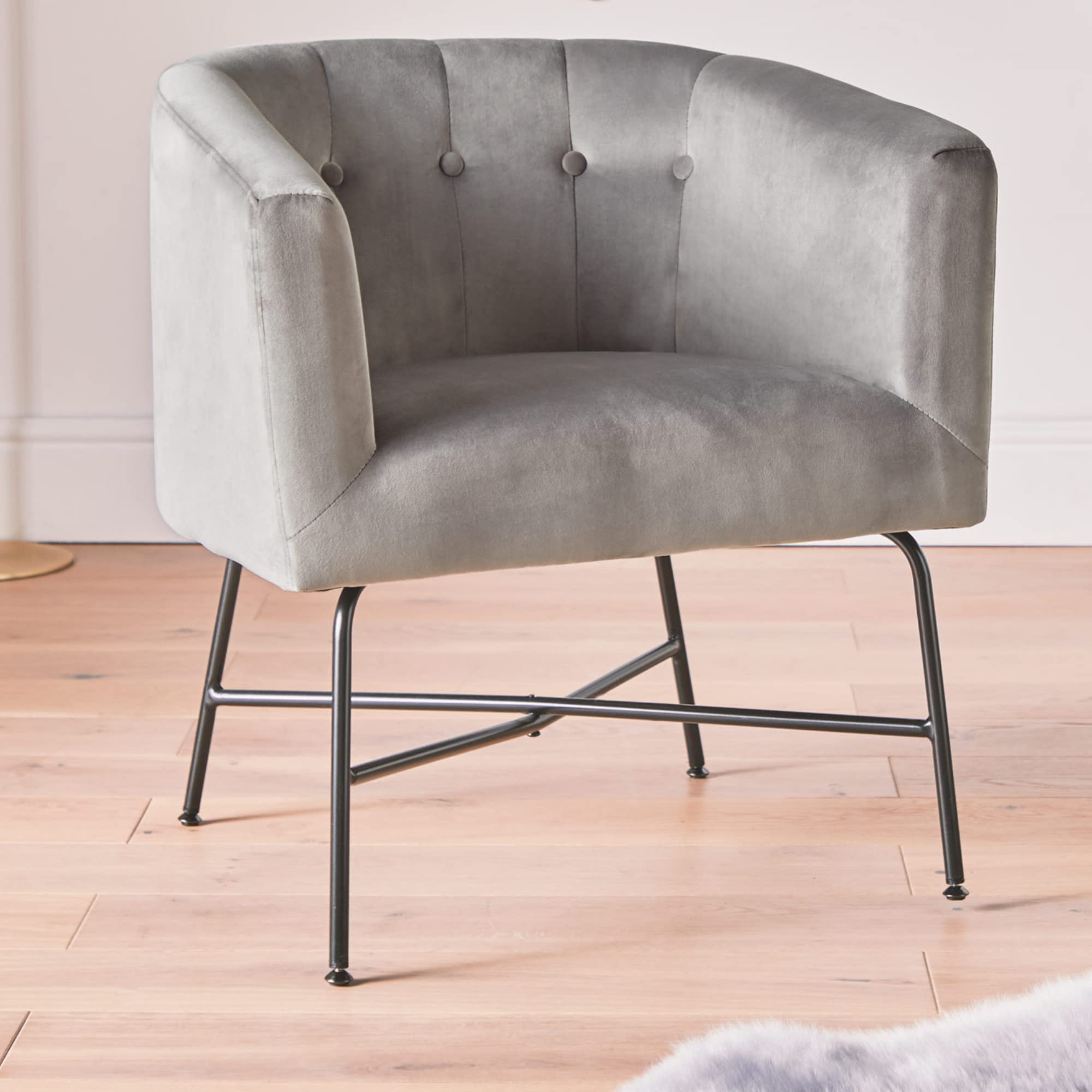 Buy BTFY Velvet Tub Chair Grey Bucket Accent Chair Armchair