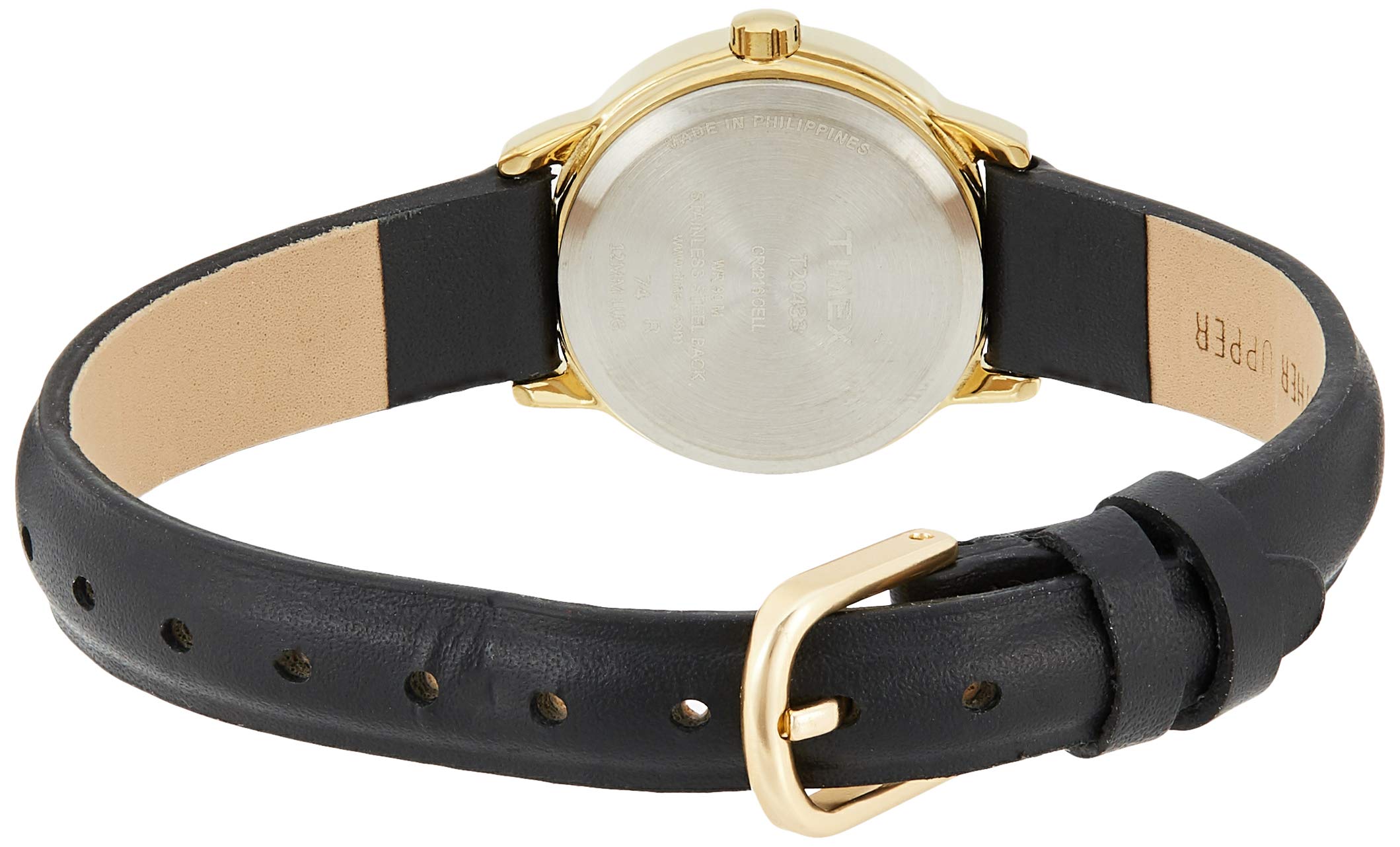 Timex Women's T20433 "Easy Reader" Gold-Tone and Black Leather Watch