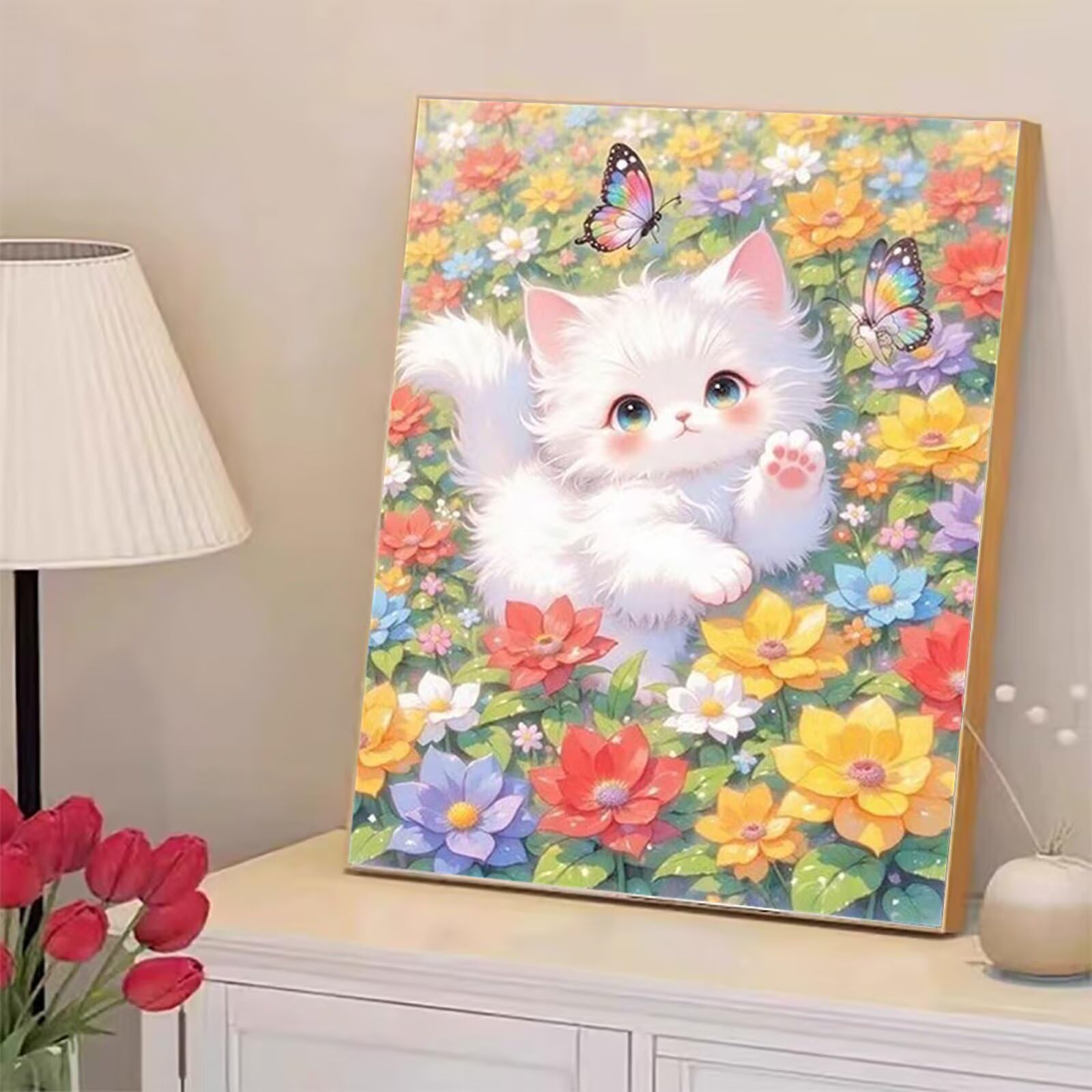 Kompletny zestaw do malowania diamentowego dla dorosłych, 5D diamentowa sztuka kryształowa sztuka, 60 x 90 cm DIY kryształowa mozaika z kryształem górskim na płótnie do dekoracji domu i relaksu, kota