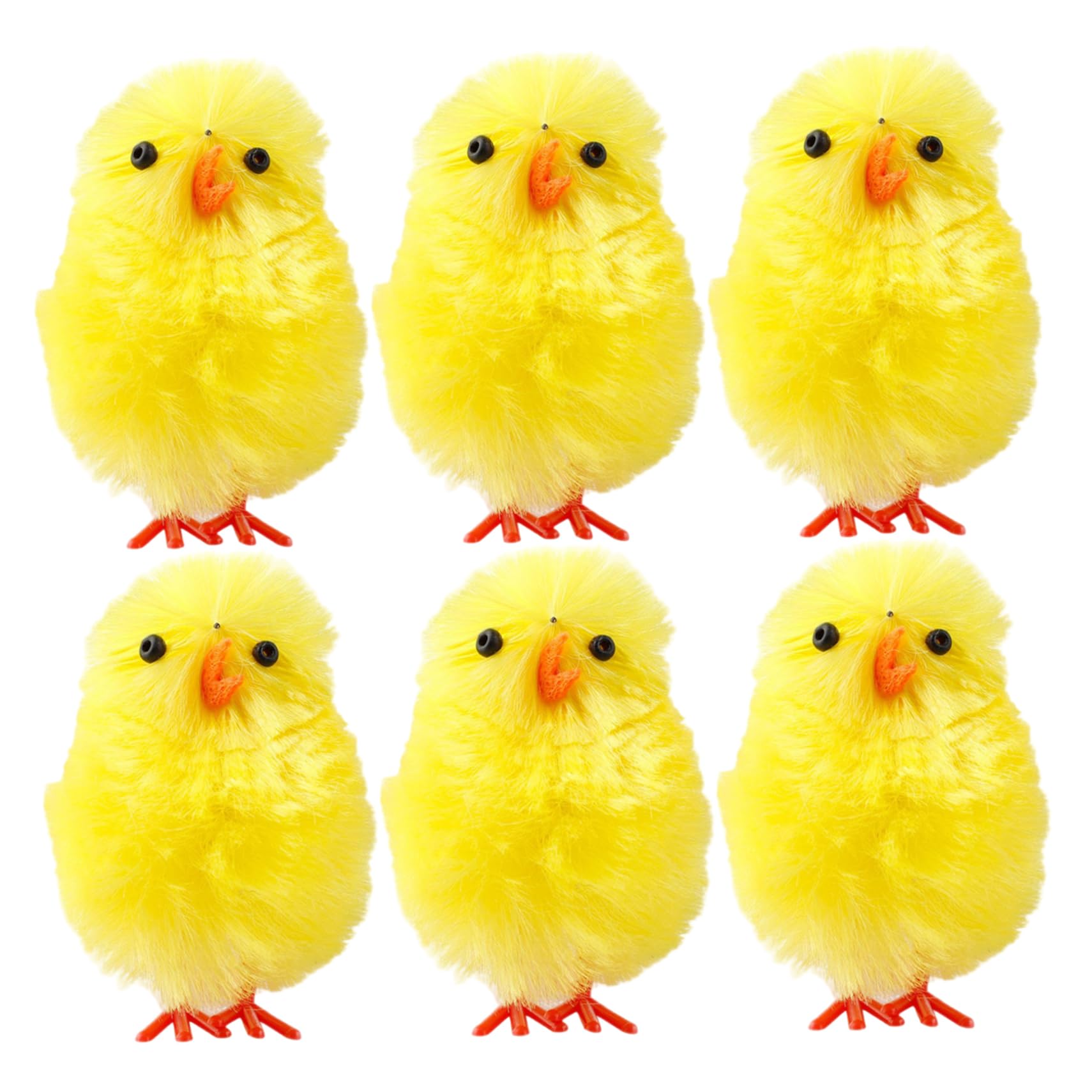AwnsIMfreien 6Pcs Baby Chicks, Fluffy Mini Chicks for Easter Crafts, Bonnet & Basket Decorations, 4cm Plush Chick Ornaments, Easter Decor