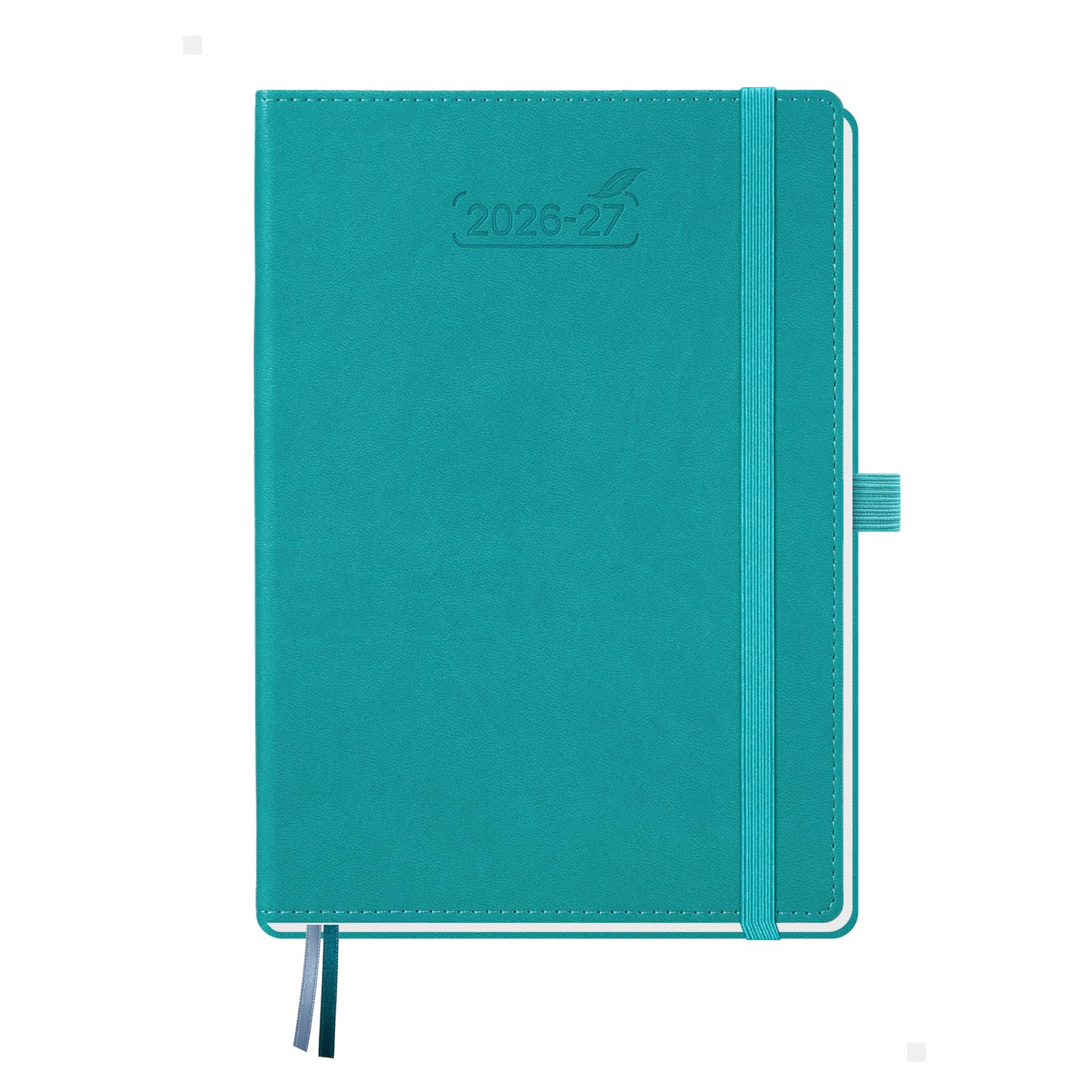 BEZEND A5 Academic Diary 2026-2027 Week to View (Jul 26 - Dec 27) Vertical Weekly Planner with Time Slots & Monthly Tabs. Appointment Diary for Home School Office. PU Leather Hardback, Turquoise