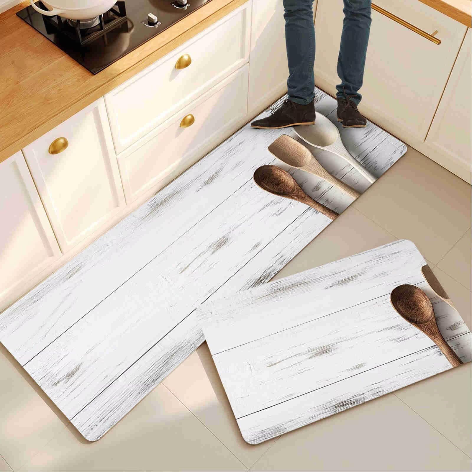 Alfombras de cocina lavables de alta resistencia con base antideslizante gris 14-645
