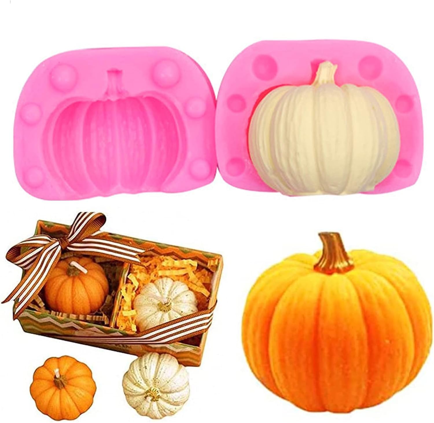 Lot De 6 Moules En Silicone 3D En Forme De Citrouille, Mini