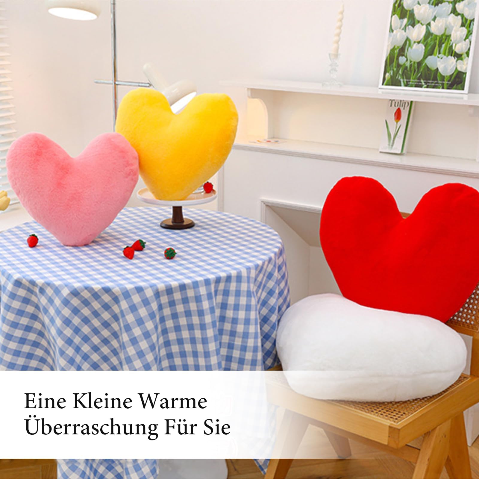 Cuscino a cuore, per cameretta dei bambini, a forma di cuore, per ragazze e ragazzi, decorazione per la camera da letto (cuore giallo, 50 cm)