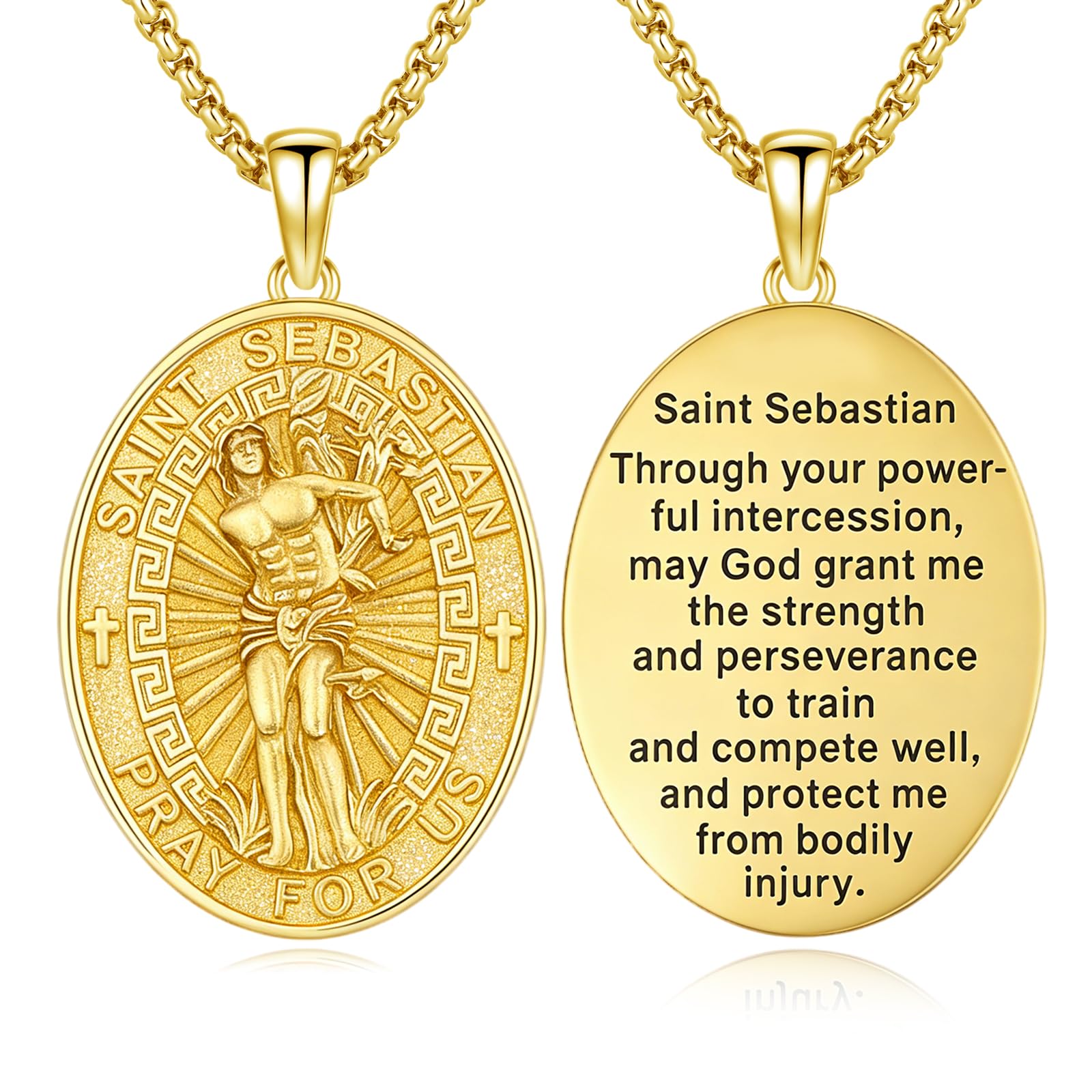 Silver/14K Gold Patron Saint Medal Amulet Necklace for Men Women