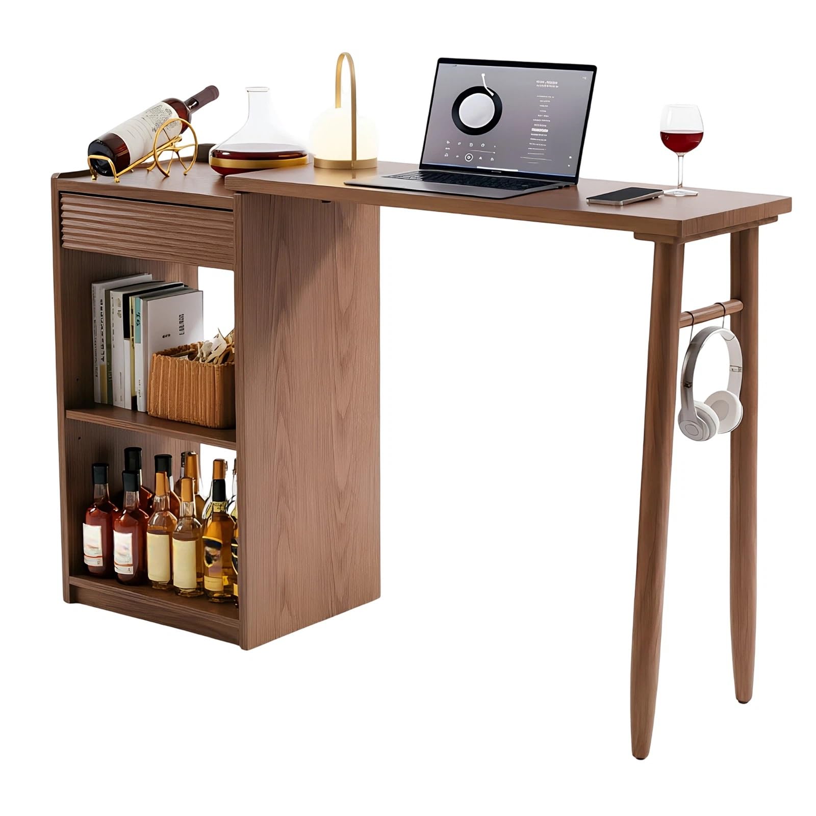 Zf9tBw5sH Unità cucina ad isola Tavolo da bar ad isola con cassetto e ripiani. Consolle multifunzionale