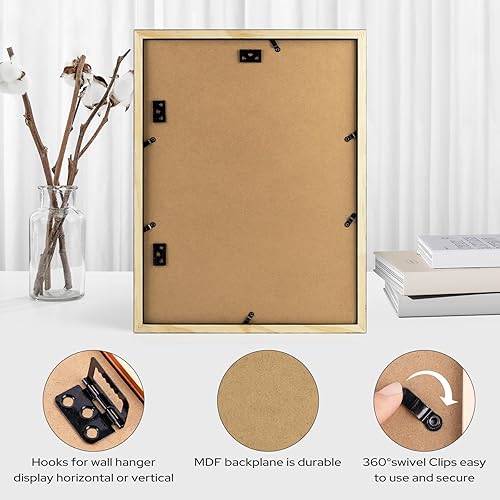 Miniatura 7 de Golden State Art, Marco de fotos de madera maciza de 12 x 16 pulgadas, tapete blanco para fotos de 8 x 12 pulgadas, dientes de sierra para