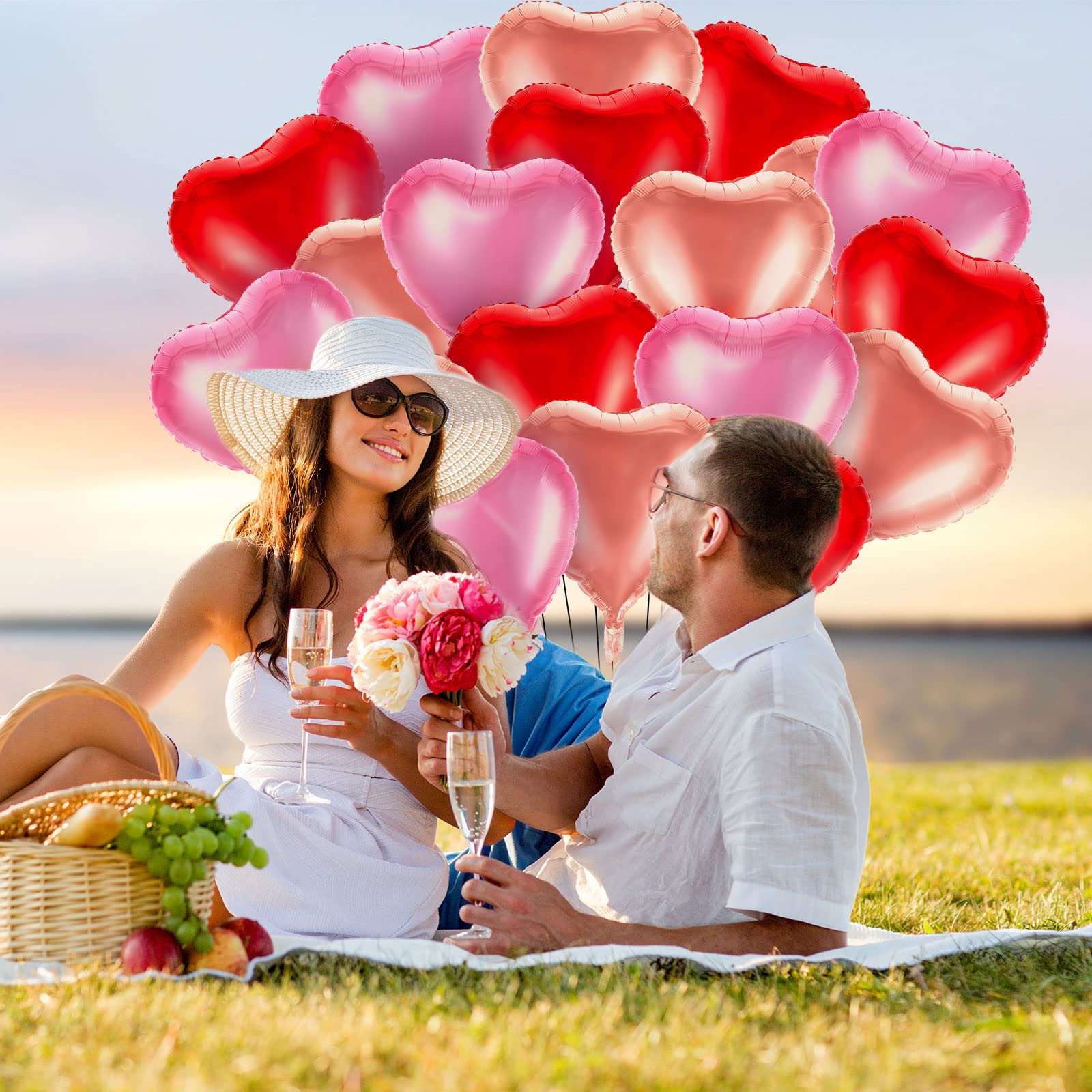 18 PCS Heart Foil Balloons - 18 Inch Love Balloons For Valentine's Day, Propose, Wedding, Birthday Party Decor (Forever Style) - View #5