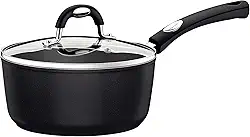 Panela Tramontina Mônaco Induction Em Alumínio Com Revestimento Interno E Externo Antiaderente Starflon Premium Preto Com Tampa De Vidro 20 Cm 2,6 L