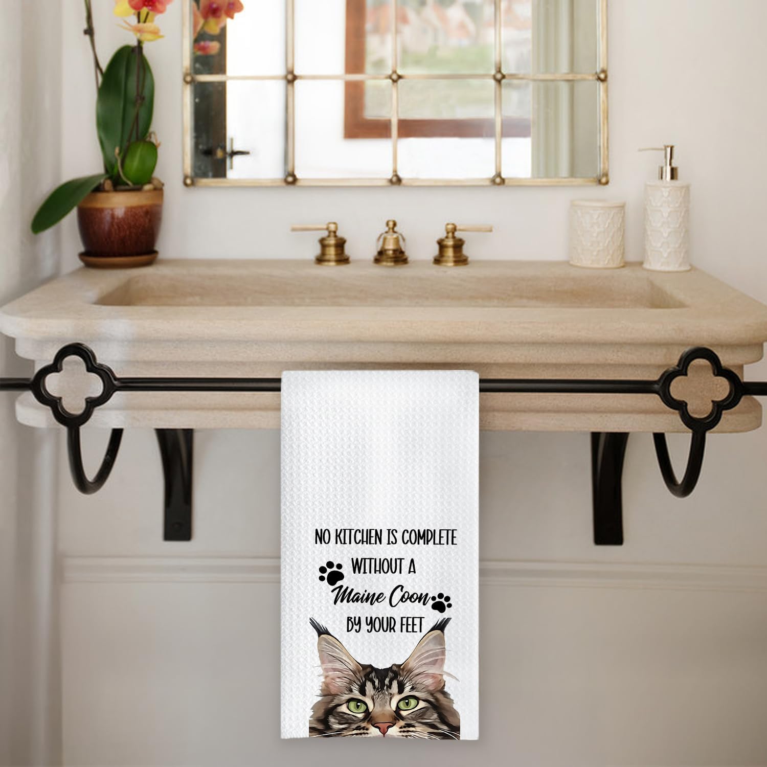 Chicimln Funny Maine Coon Cat Kitchen Towels, Maine Coon Cat Gifts Decorative Hand Towels, Gifts for Cats Lovers Dish Tea Towel Drying Cloth for Kitchen Decor, 16x24 Inch - Image 7