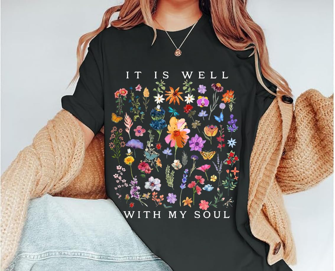 Christian Shirts for Women Floral Graphic Tees Faith Cross Shirt Faith Religious Inspirational Tshirt - Image 3