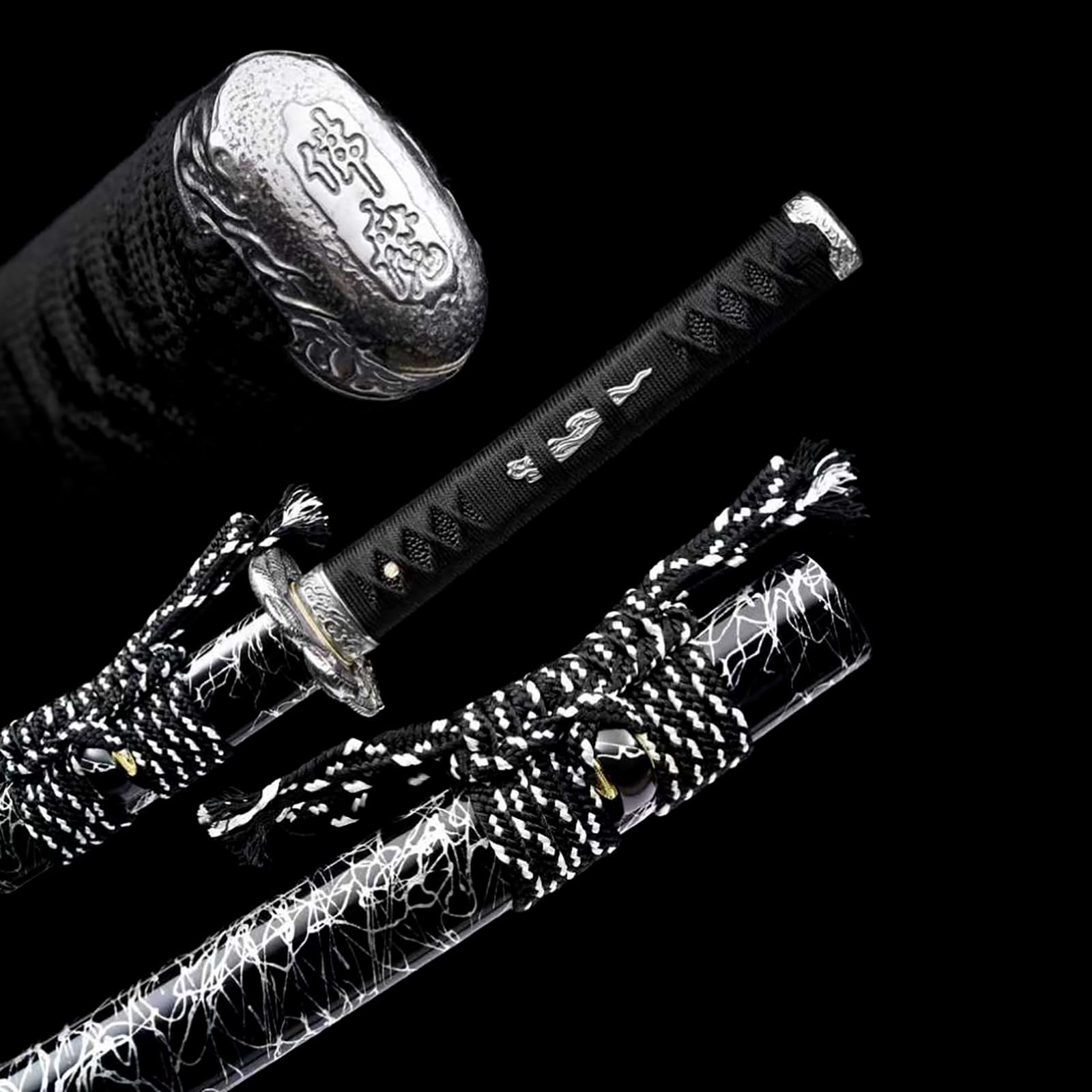 103cm handgefertigtes Samurai Schwert,T10 Stahl Klinge und Titanium Stahl Handschutz,Massivholz Scheide mit Lack,echtes Katana Schwert für Verschenken,Sammeln,Kampfsport,Dekorieren,Requisite,Fitness
