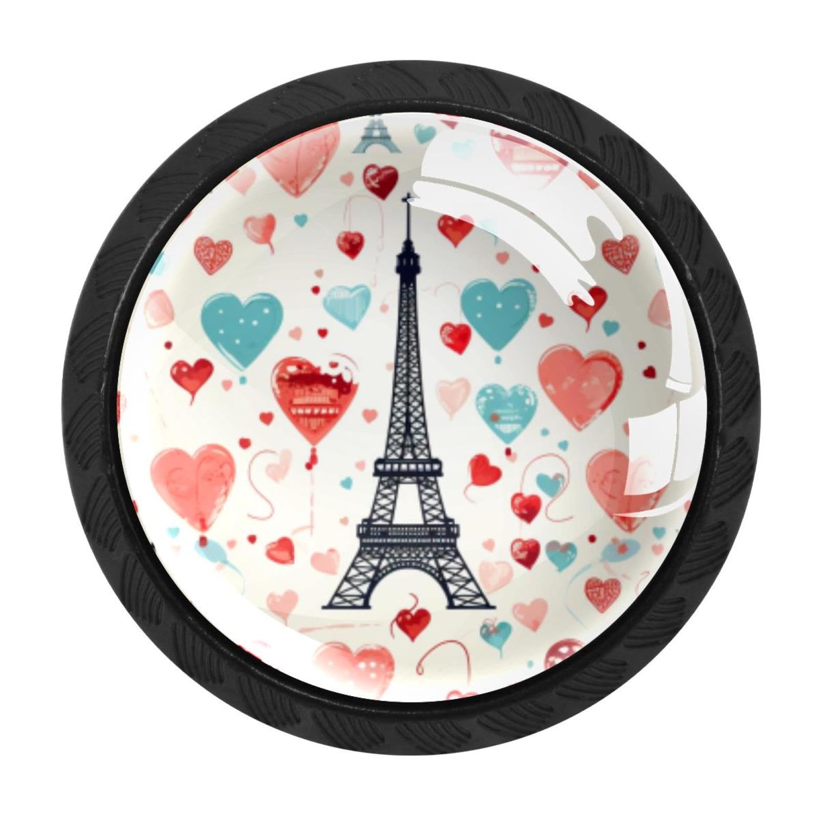 Chenzzzz Multicolored 05 4 Pack Eiffel Tower Valentine's Day Drawer Knob Cabinet Hardware
