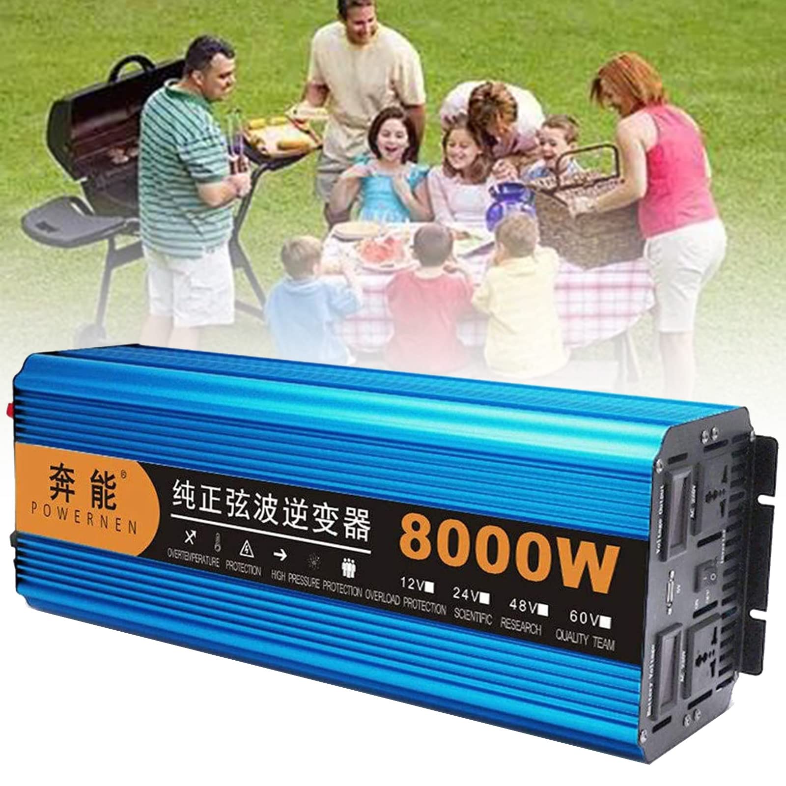 Pure sine wave power inverter 8000w DC 12V /24V to AC 220V Car Converter - 2AC Outlets Car Inverter with USB Port for RV Truck Car Giandel,24V