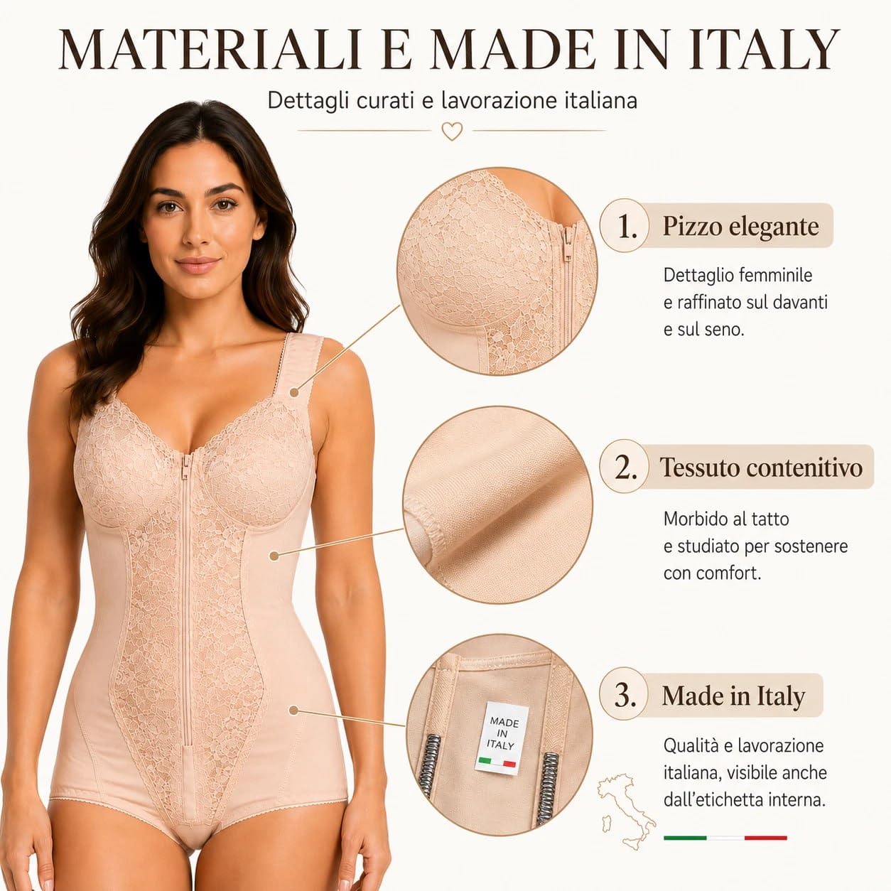 Body Modellante Contenitivo Donna Body modellatore Rinforzato in Elastico Pesante doppiato Interno Stecche Estraibili