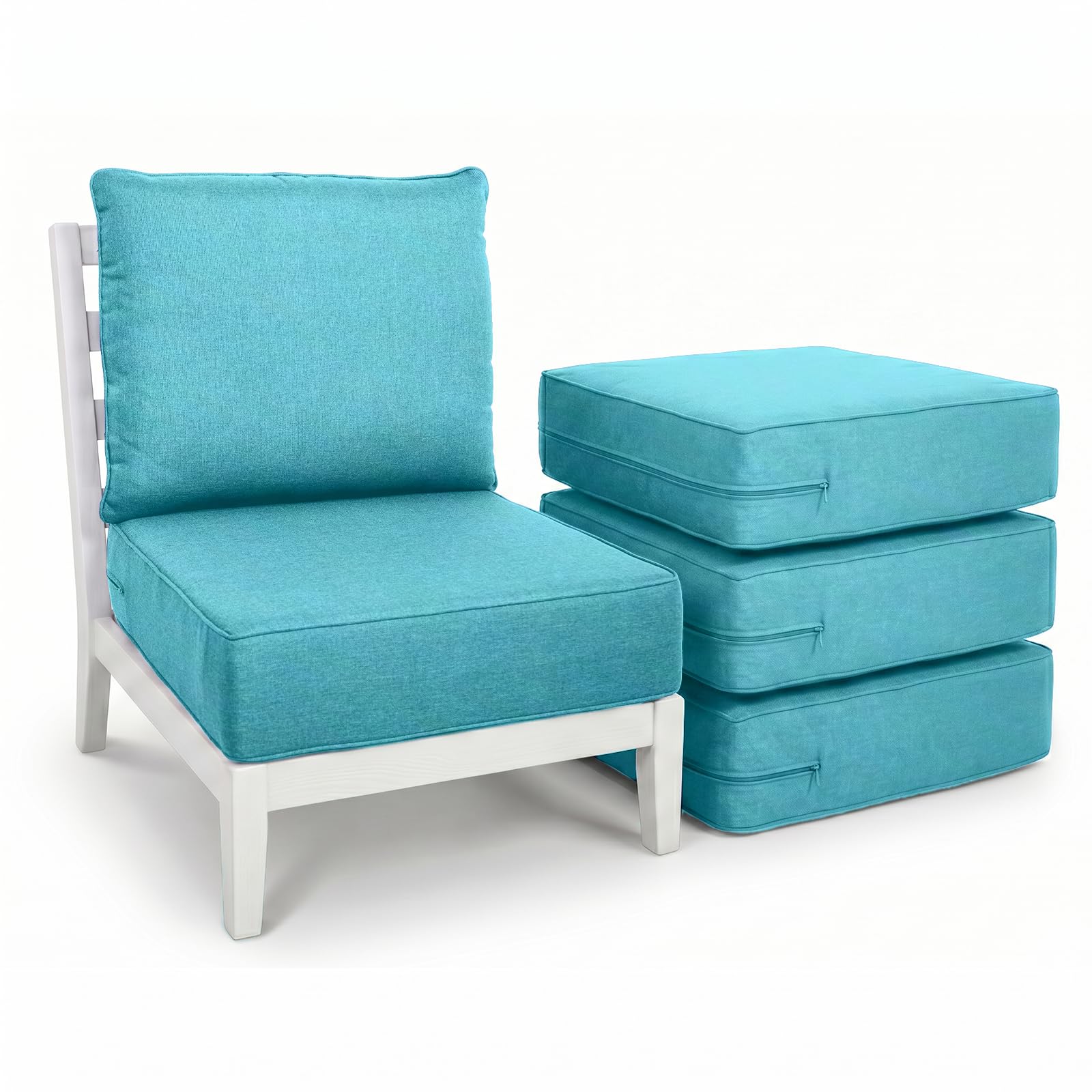 Luxury Outdoor Seat Cushion Set 4-24 x 24 x 6 Inch Outdoor Chair Cushions with Water Resistant &amp; Removable Cover Outdoor Cushions for Patio Furniture Chair Sofa Couch