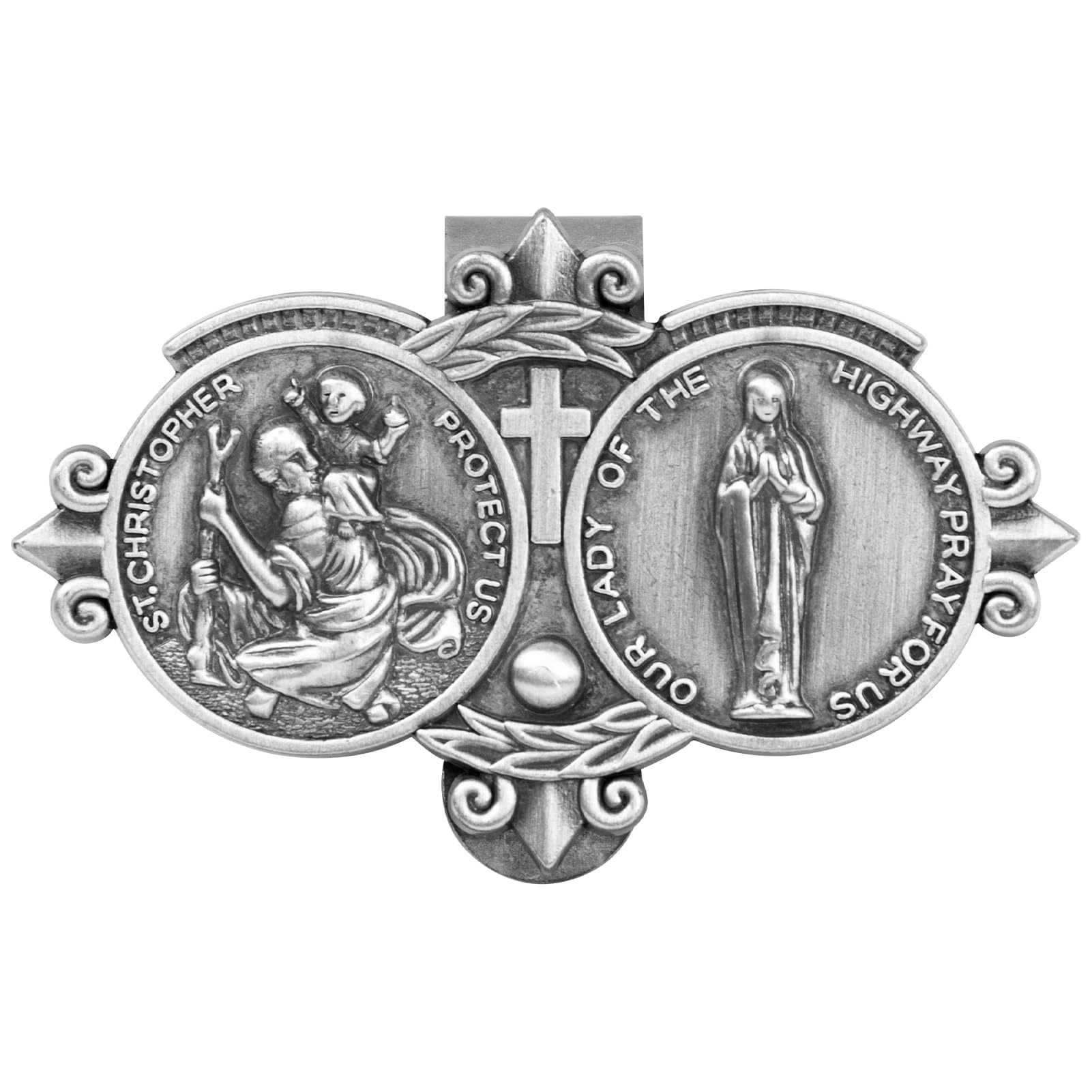 Aleiport St. Christopher Visor Clip, Saint Christopher Medal for Car, Auto Car Sun Visor Clip, Bless Driving Safety Gift Car Accessories for Family, New Driver, Friends