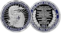 Vista 1 de Moneda de desafío de oración policial San Miguel Dios bendecido a la policía, delgada línea azul aplicación de la ley regalos de agradecimiento