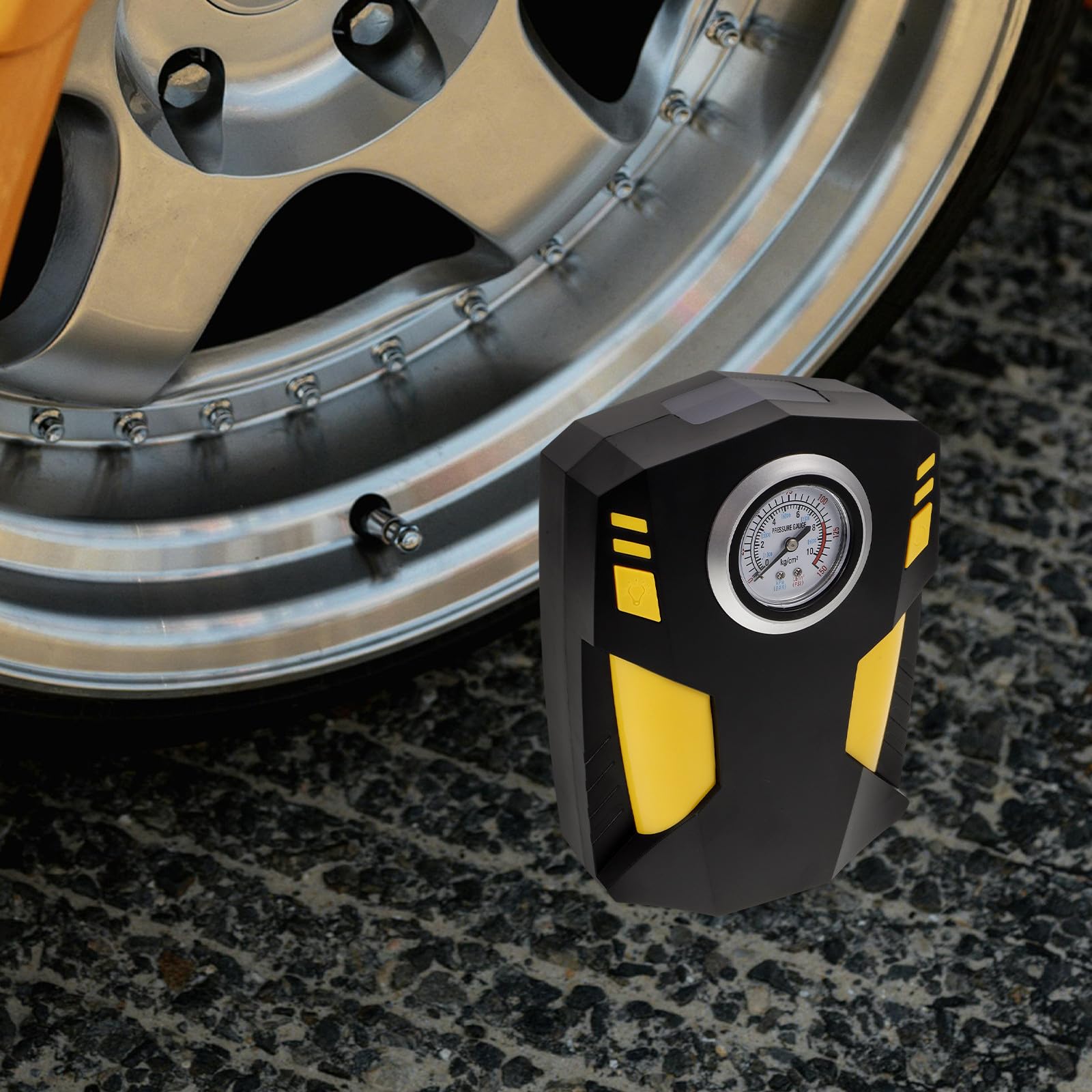 STOBAZA Compressore Aria Portatile per Auto e Moto Schermo Digitale, Pompa Elettrica per Pneumatici in ABS, Design Regolabile per Ampia Gamma di Veicoli