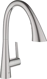 GROHE Zedra Monomando de fregadero 1/2", Teleducha extraíble con 3 chorros, Supersteel, 32294DC2