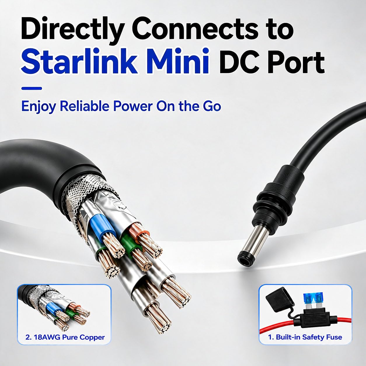 Starlink - Mini convertitore boost da 12 V con cavo di alimentazione CC, kit convertitore da 12 V/24 V a 30 V 3,5 A, spina DC maschio, adatto per Starlink Mini, camion e camper (1 m) con clip a