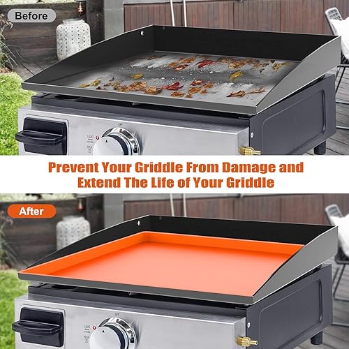 Miniatura 4 de Barbqtime Alfombrilla de 17 pulgadas para parrilla Blackstone, cubierta protectora de silicona de grado alimenticio resistente, para barbacoa,