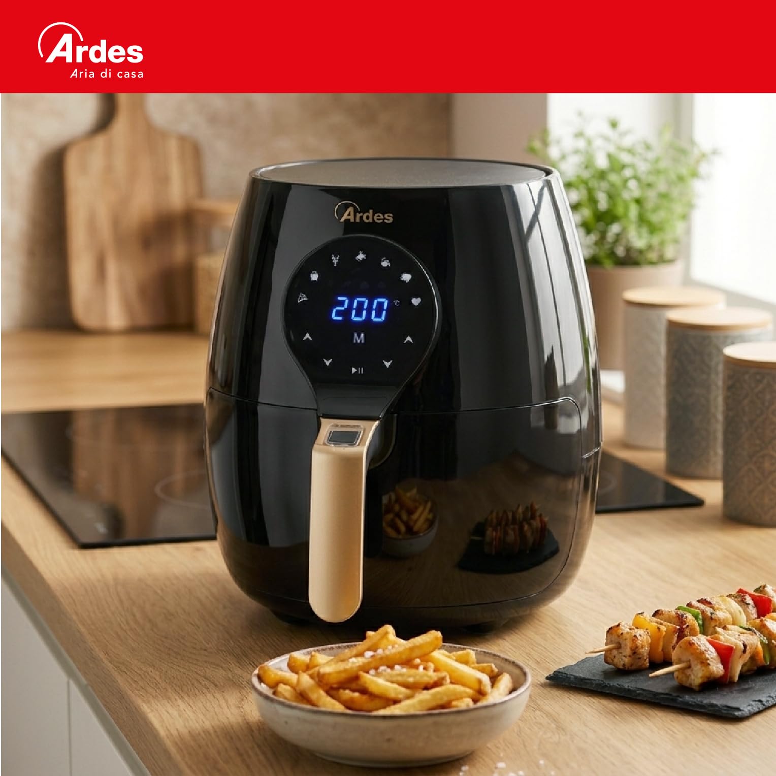 Ardes Eldorada Maxi AR1K33 - Friggitrice ad aria 5 litri - Airfryer con tecnologia Rapid Air - Air fryer 7 in 1, temperatura e timer regolabili, display digitale touch