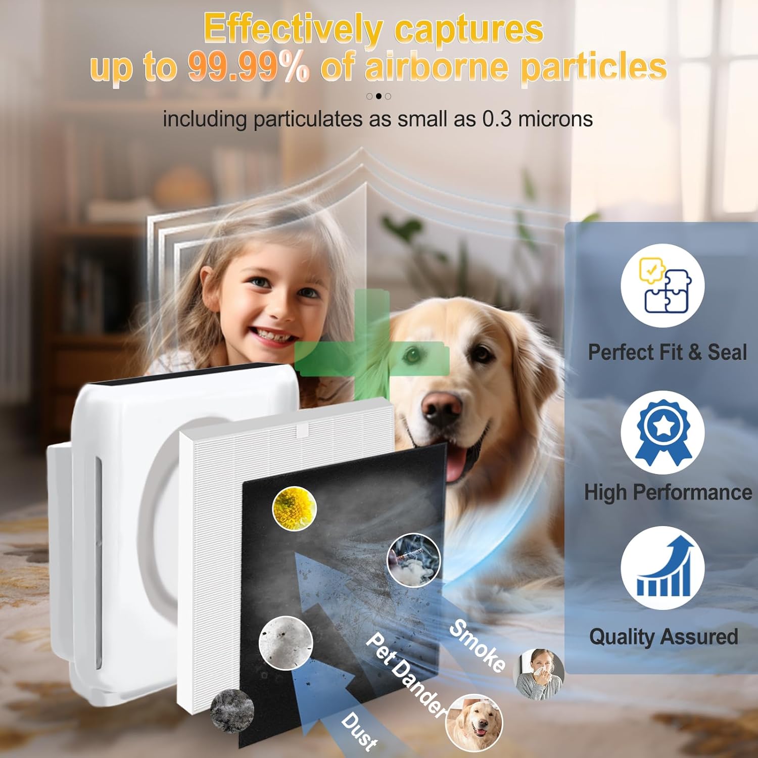 Upgraded AP-1512HH Filter Replacement Set for Coway Airmega AP-1512HH and Airmega 200M air Purifier,2 HEPA Filter+8 Carbon Filters,Triple Filtration, 99.7% Particle Capture - Image 5